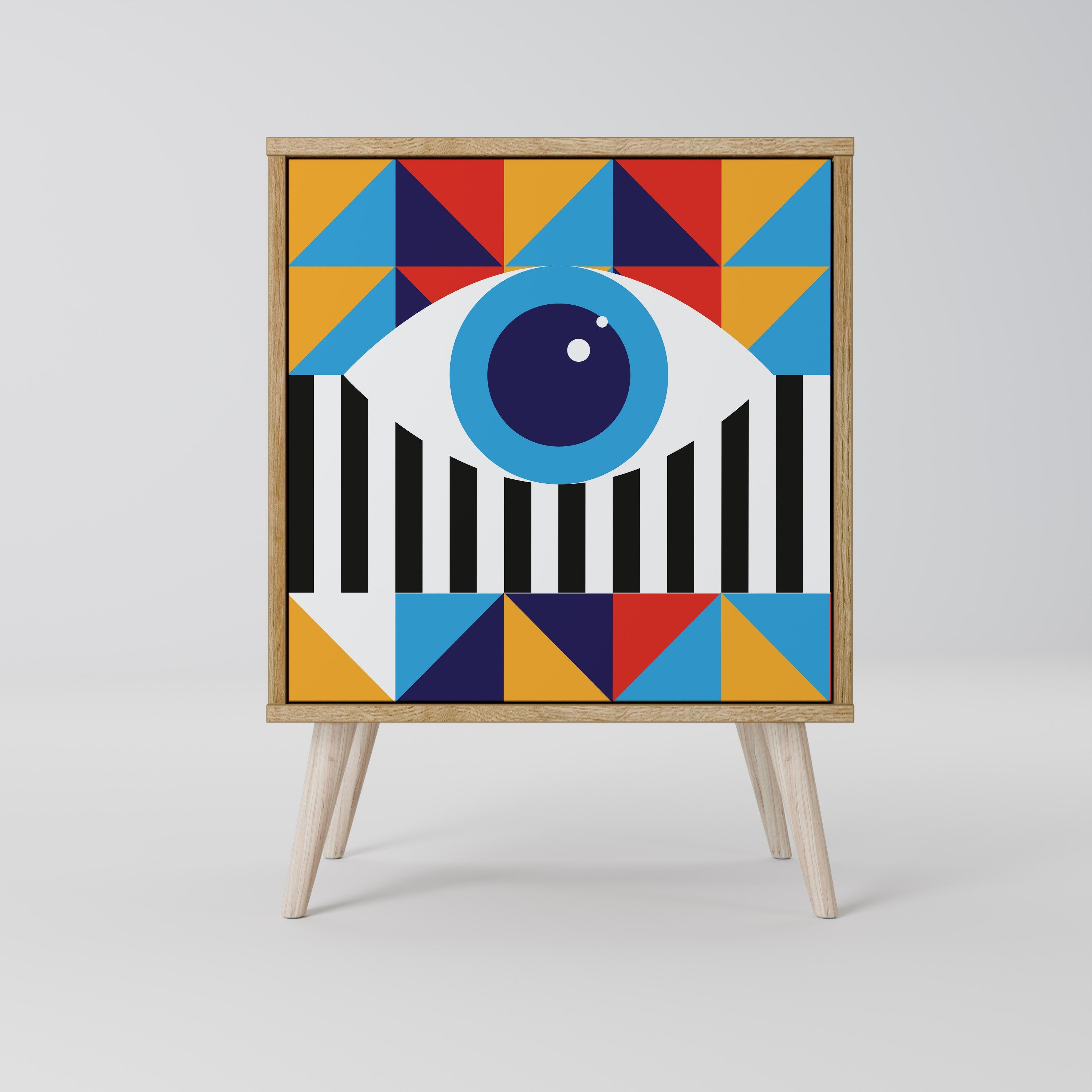 ABSTRACTION AND GEOMETRY Aparador de 1 Porta em Efeito Carvalho