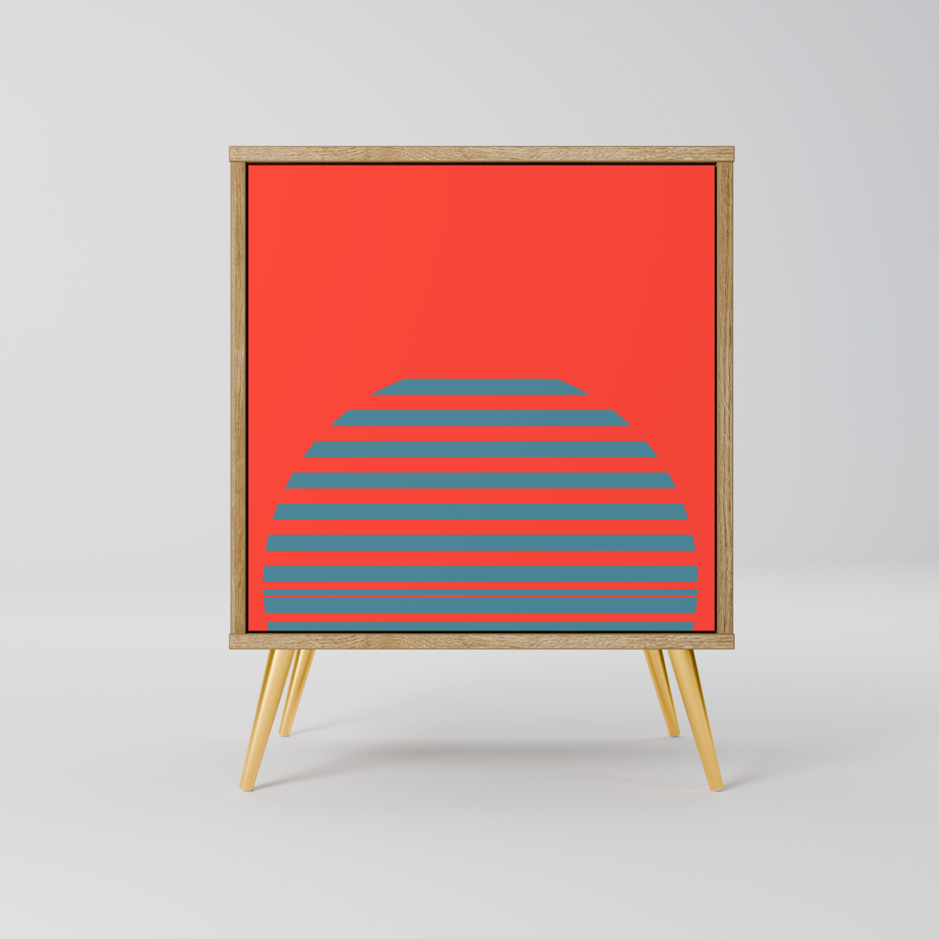 RISING GEOMETRY STARS Aparador de 1 Porta em Efeito Carvalho