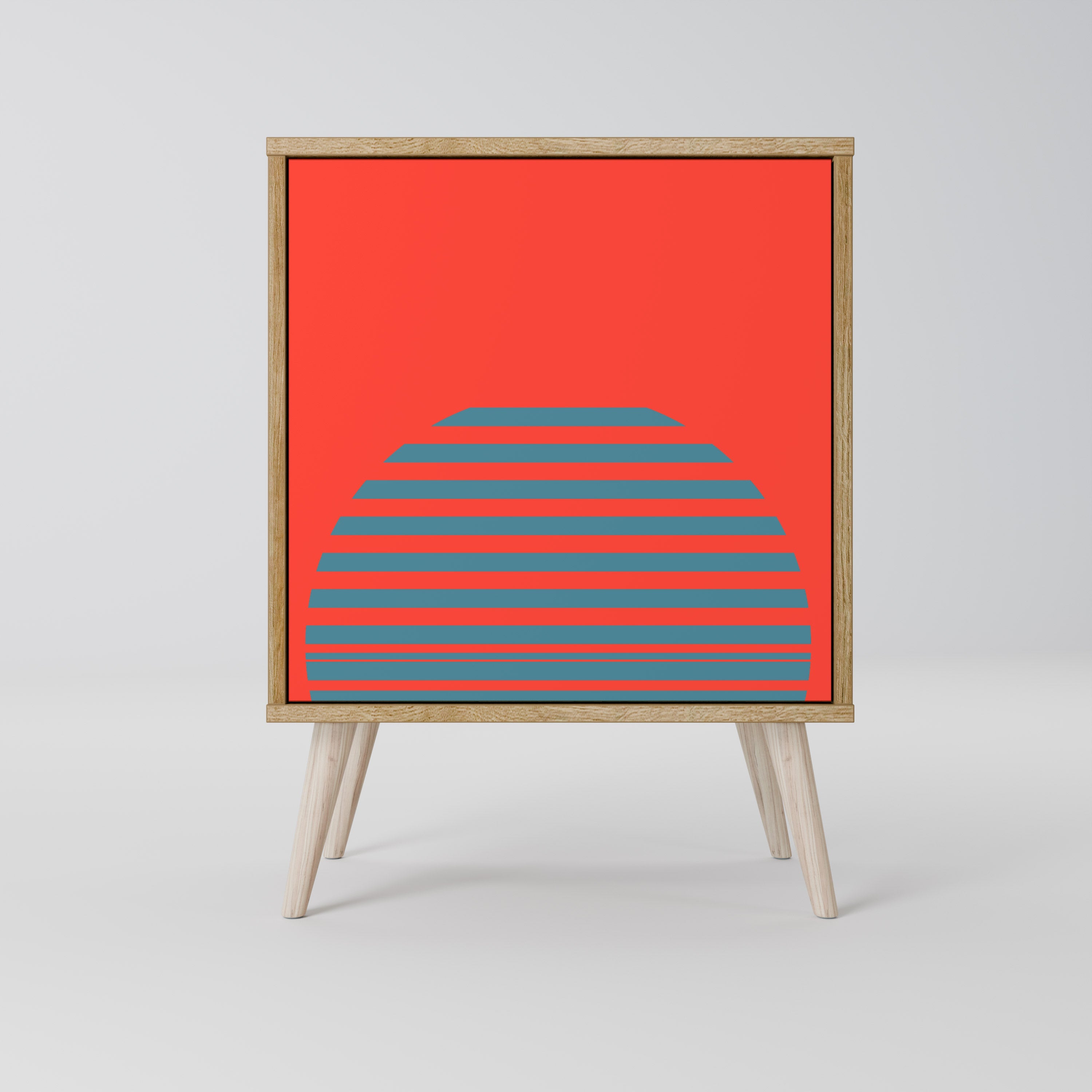 RISING GEOMETRY STARS Aparador de 1 Porta em Efeito Carvalho