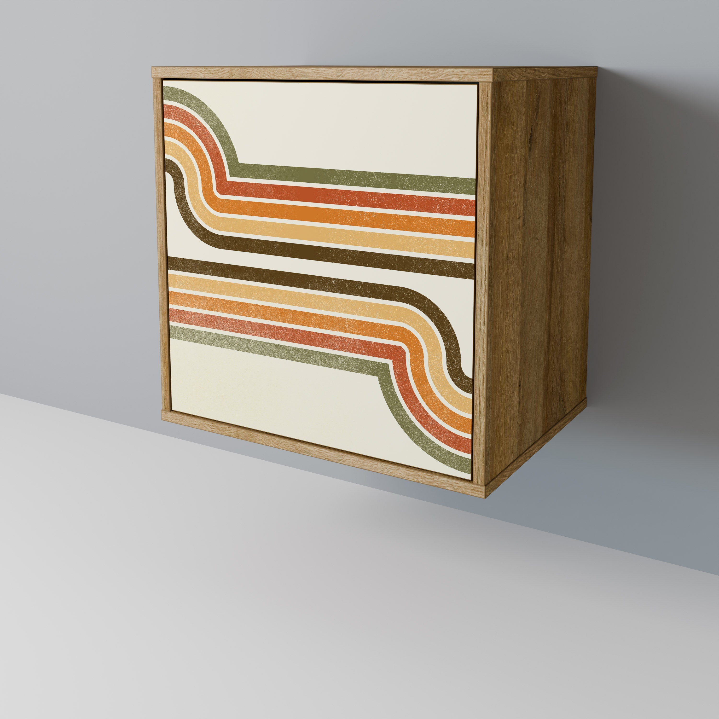 EXCEPTIONAL STREAM Aparador de 1 Porta em Efeito Carvalho