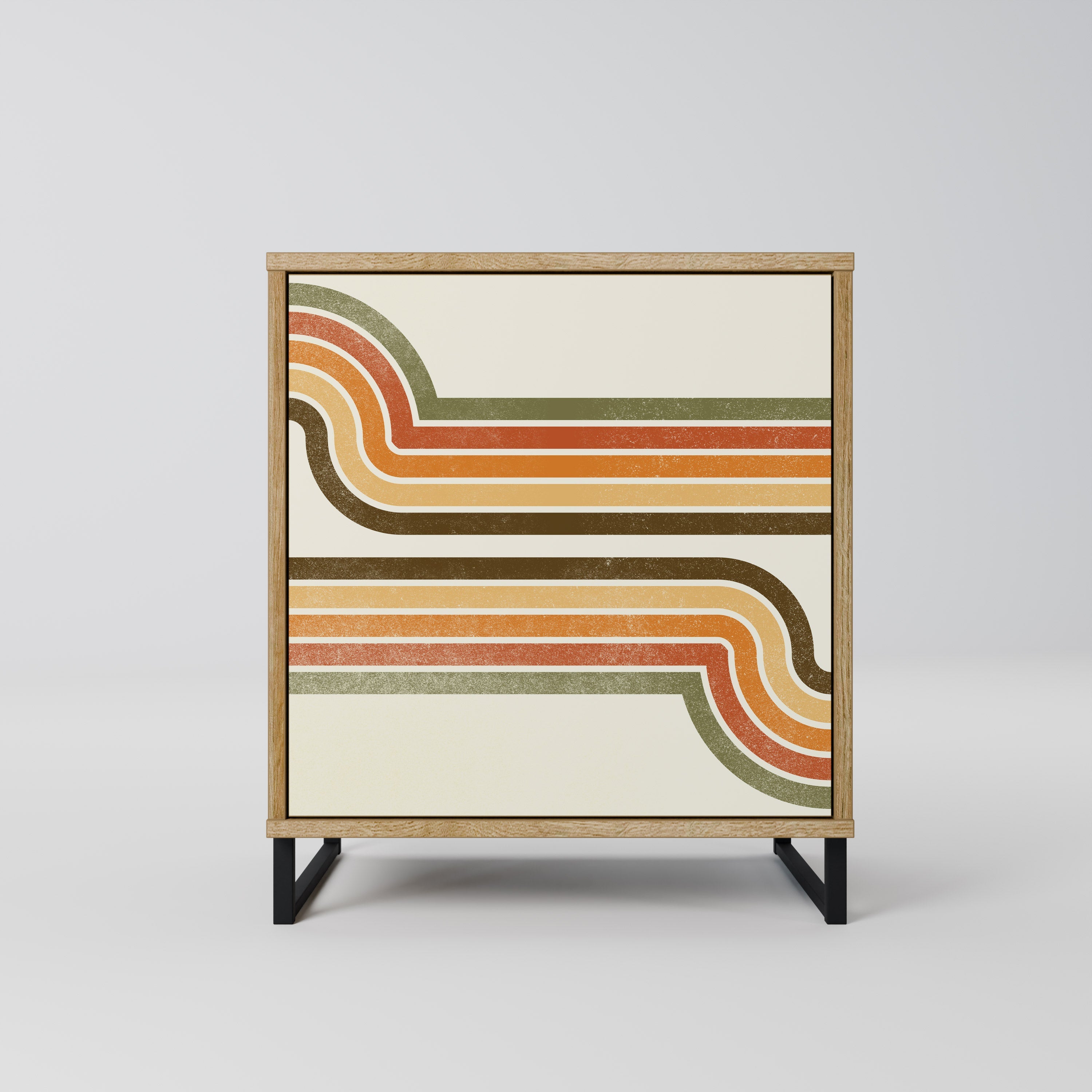 EXCEPTIONAL STREAM Aparador de 1 Porta em Efeito Carvalho