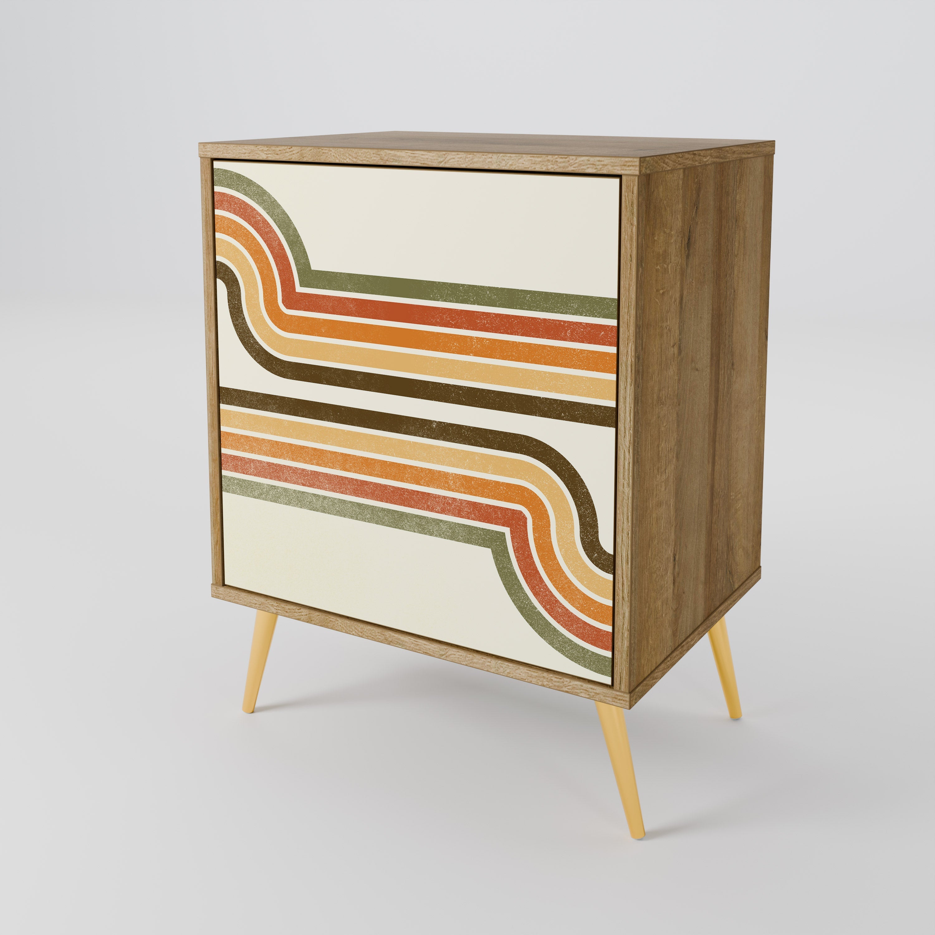 EXCEPTIONAL STREAM Aparador de 1 Porta em Efeito Carvalho