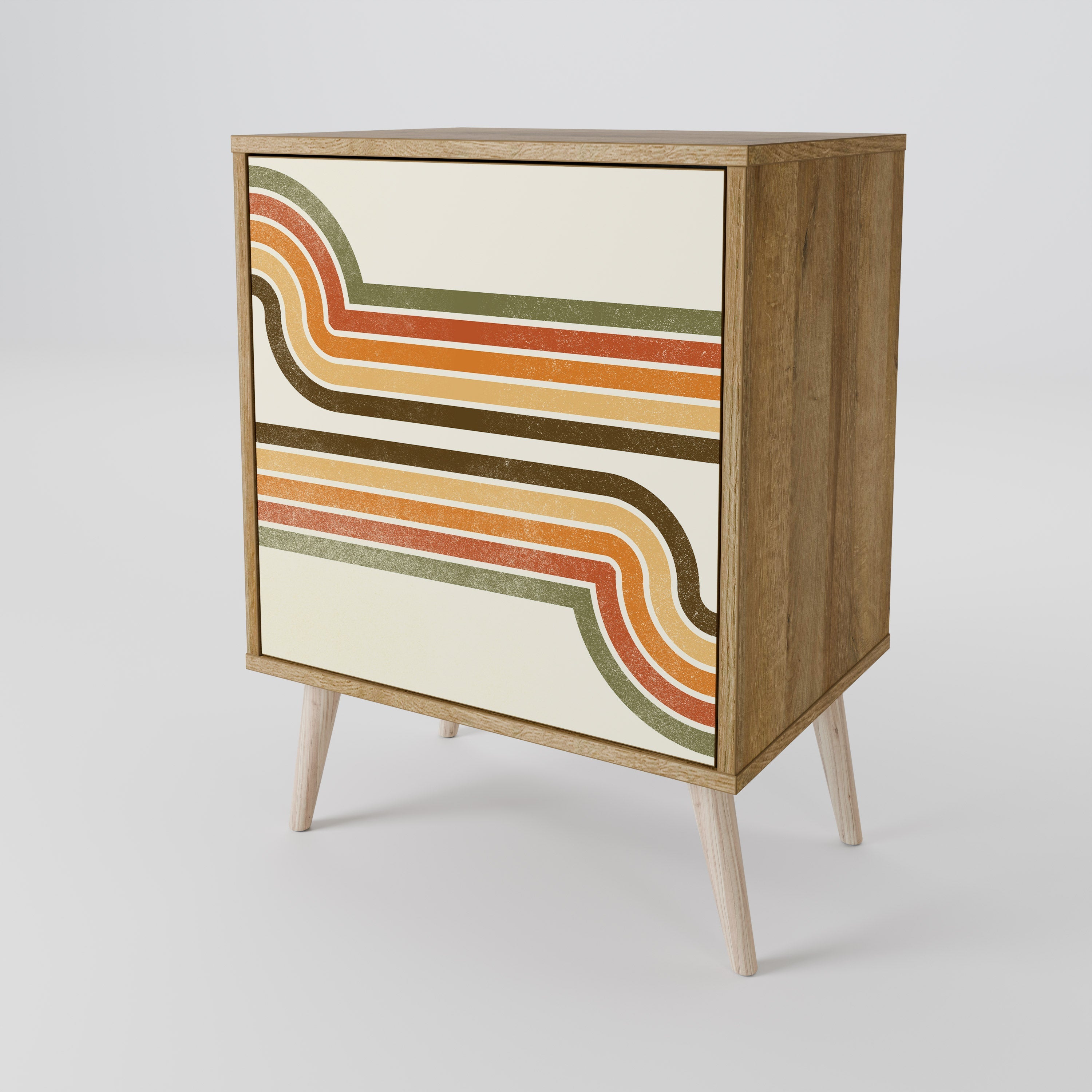 EXCEPTIONAL STREAM Aparador de 1 Porta em Efeito Carvalho