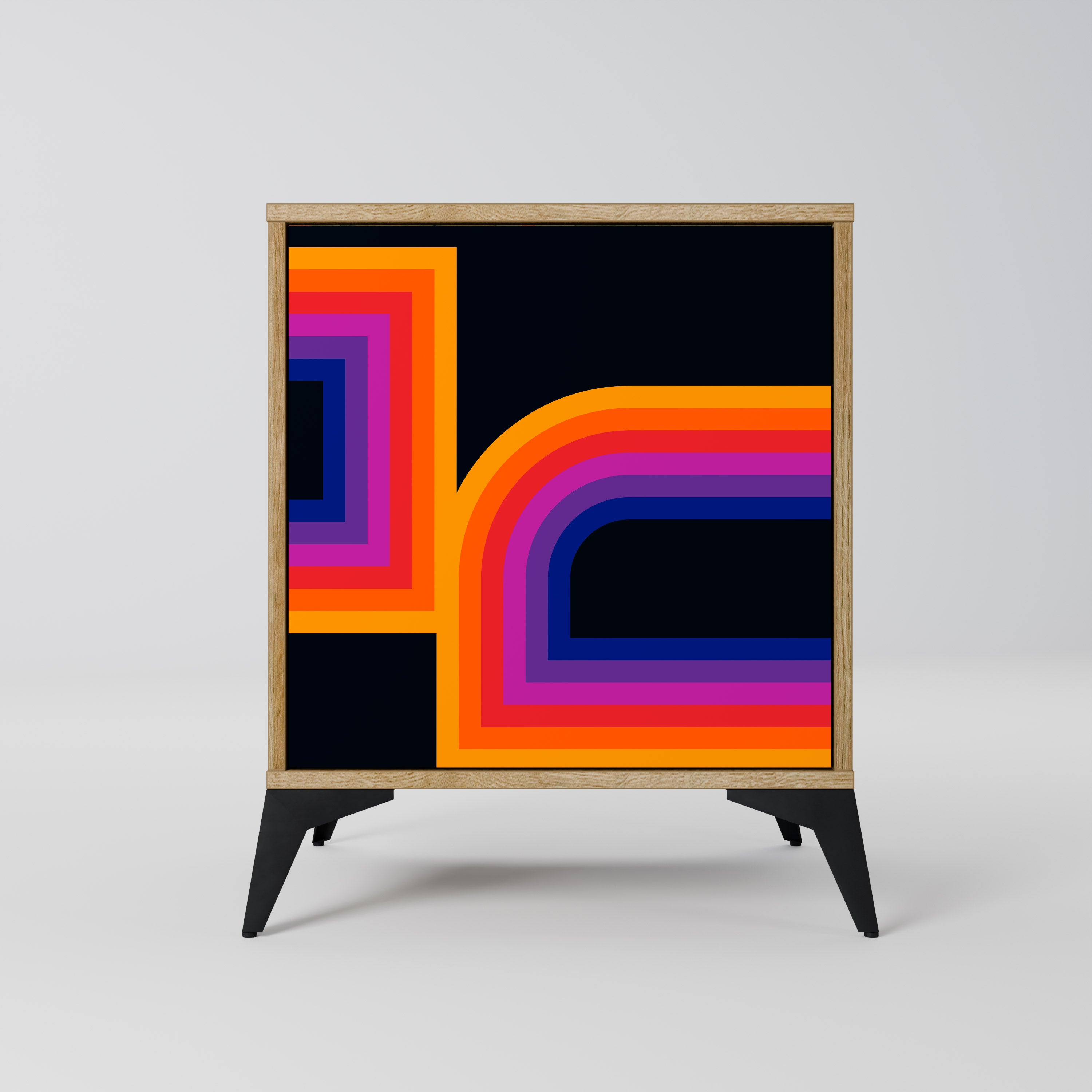 BLINDED BY THE LIGHTS Aparador de 1 Porta em Efeito Carvalho