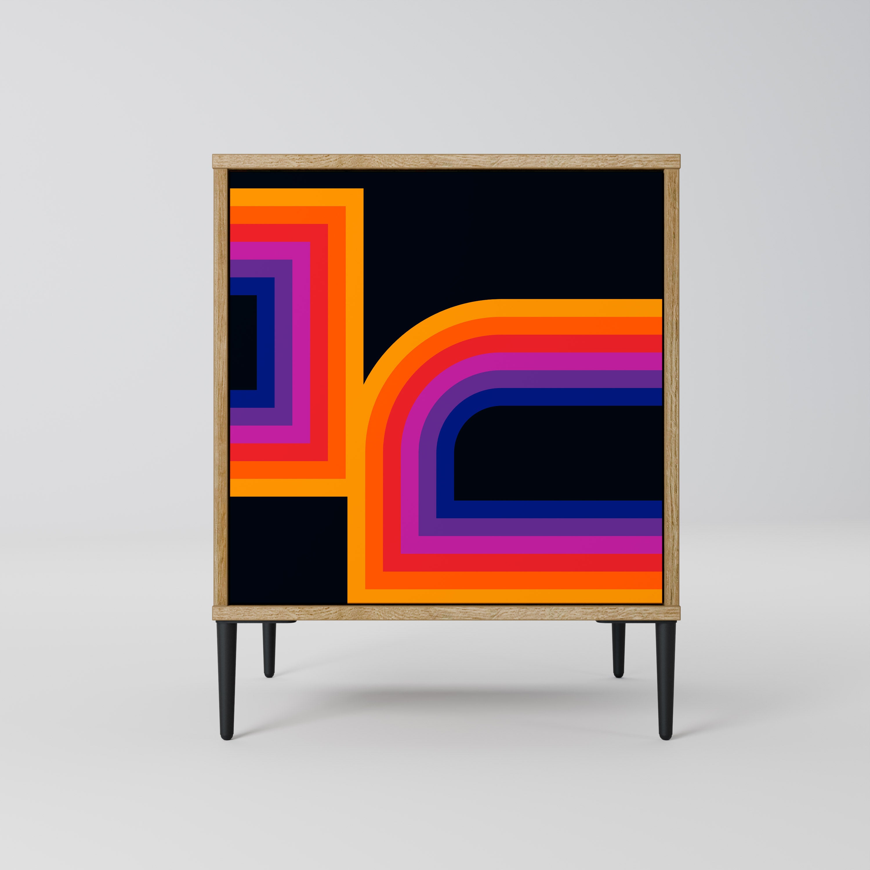 BLINDED BY THE LIGHTS Aparador de 1 Porta em Efeito Carvalho