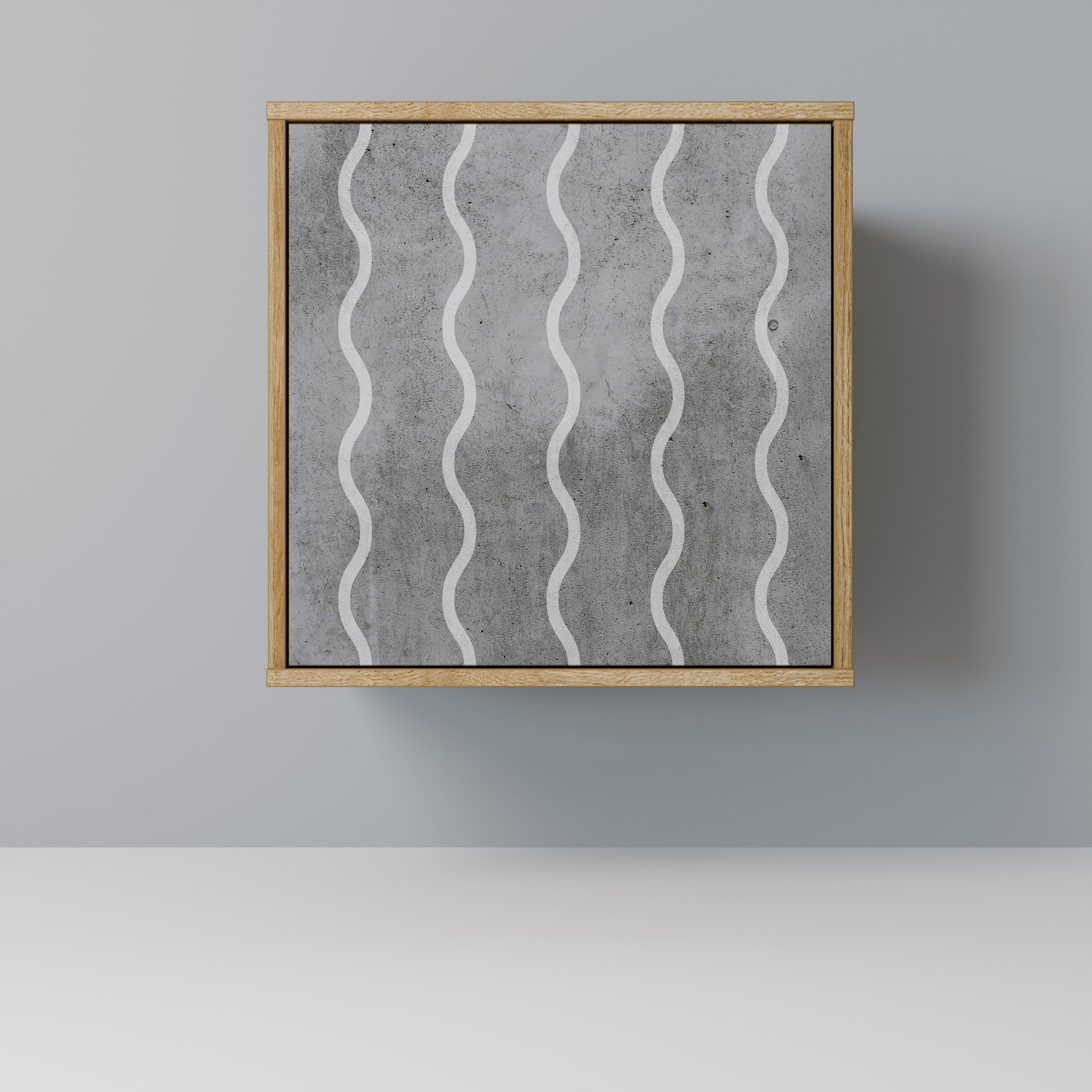 WAVES OF CONCRETE Aparador de 1 Porta em Efeito Carvalho