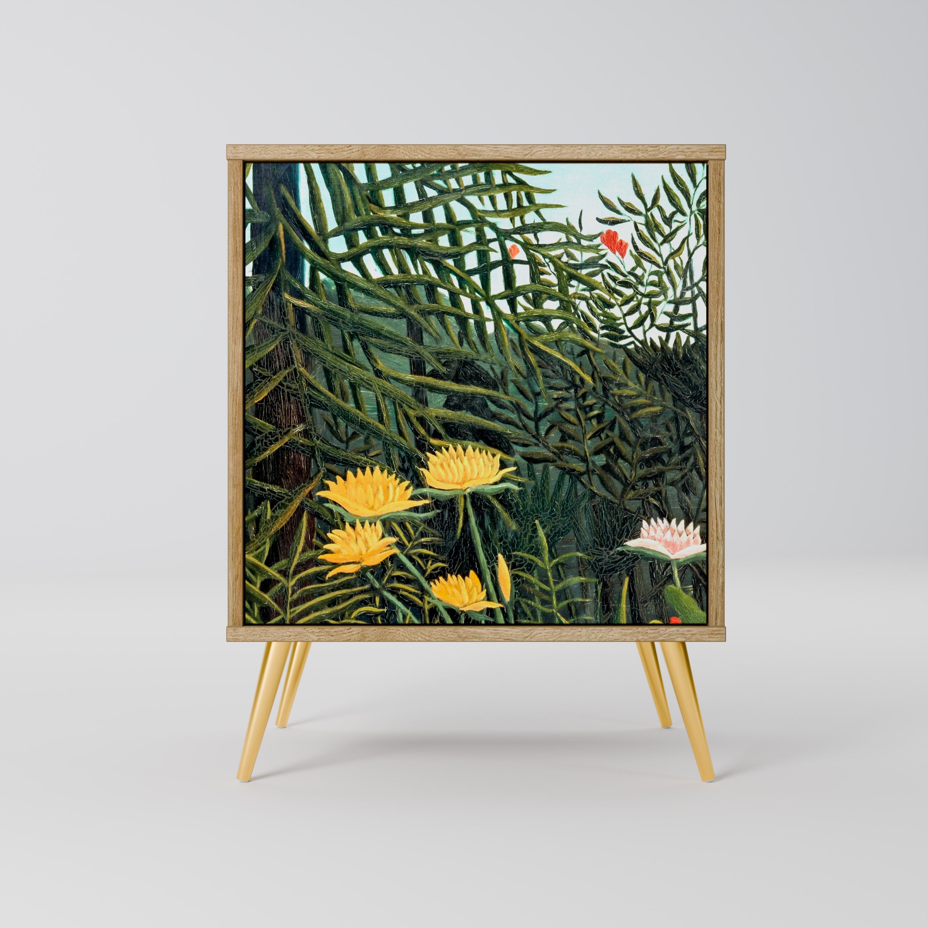VIRGIN FOREST WITH SUNSET Aparador de 1 Porta em Efeito Carvalho