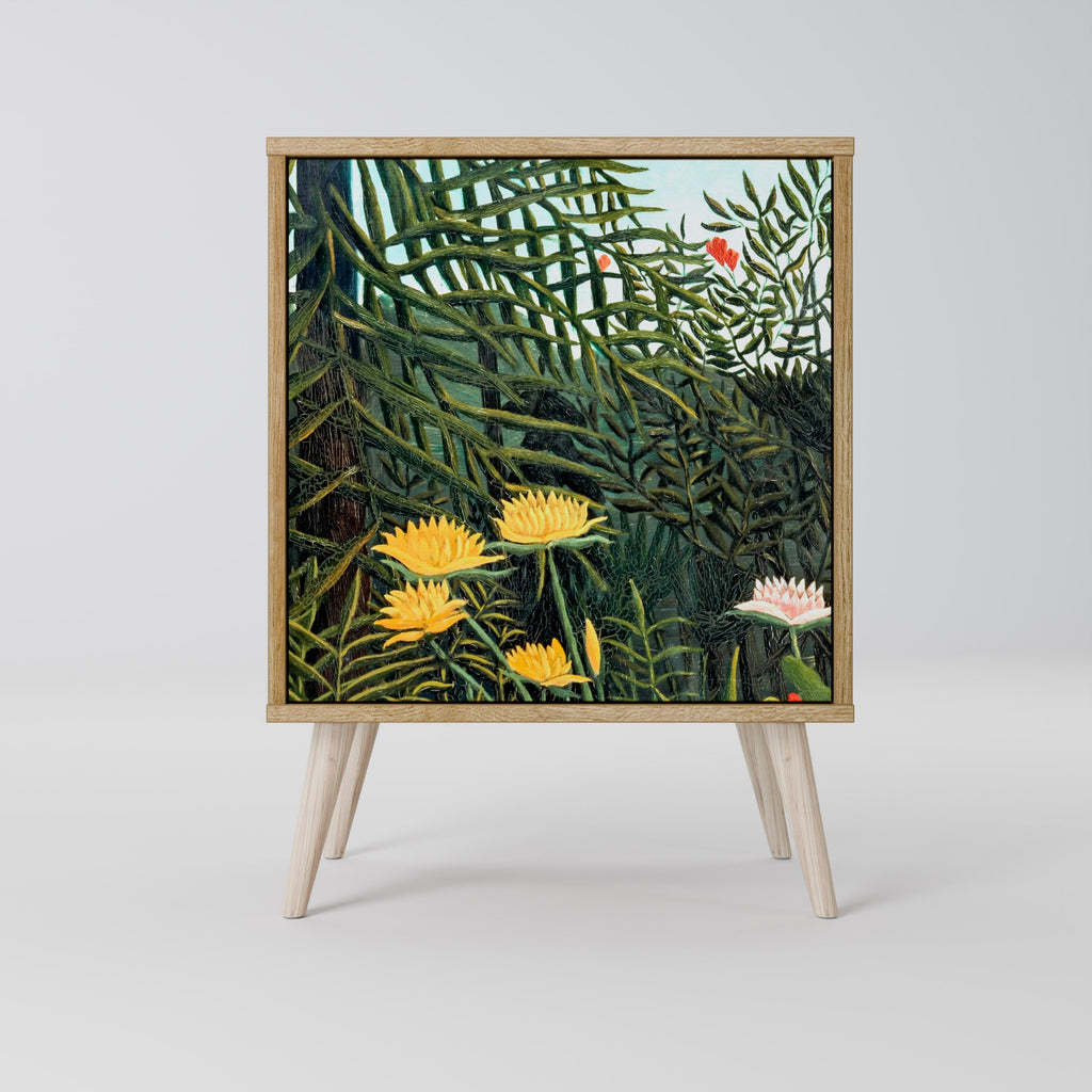 VIRGIN FOREST WITH SUNSET Aparador de 1 Porta em Efeito Carvalho