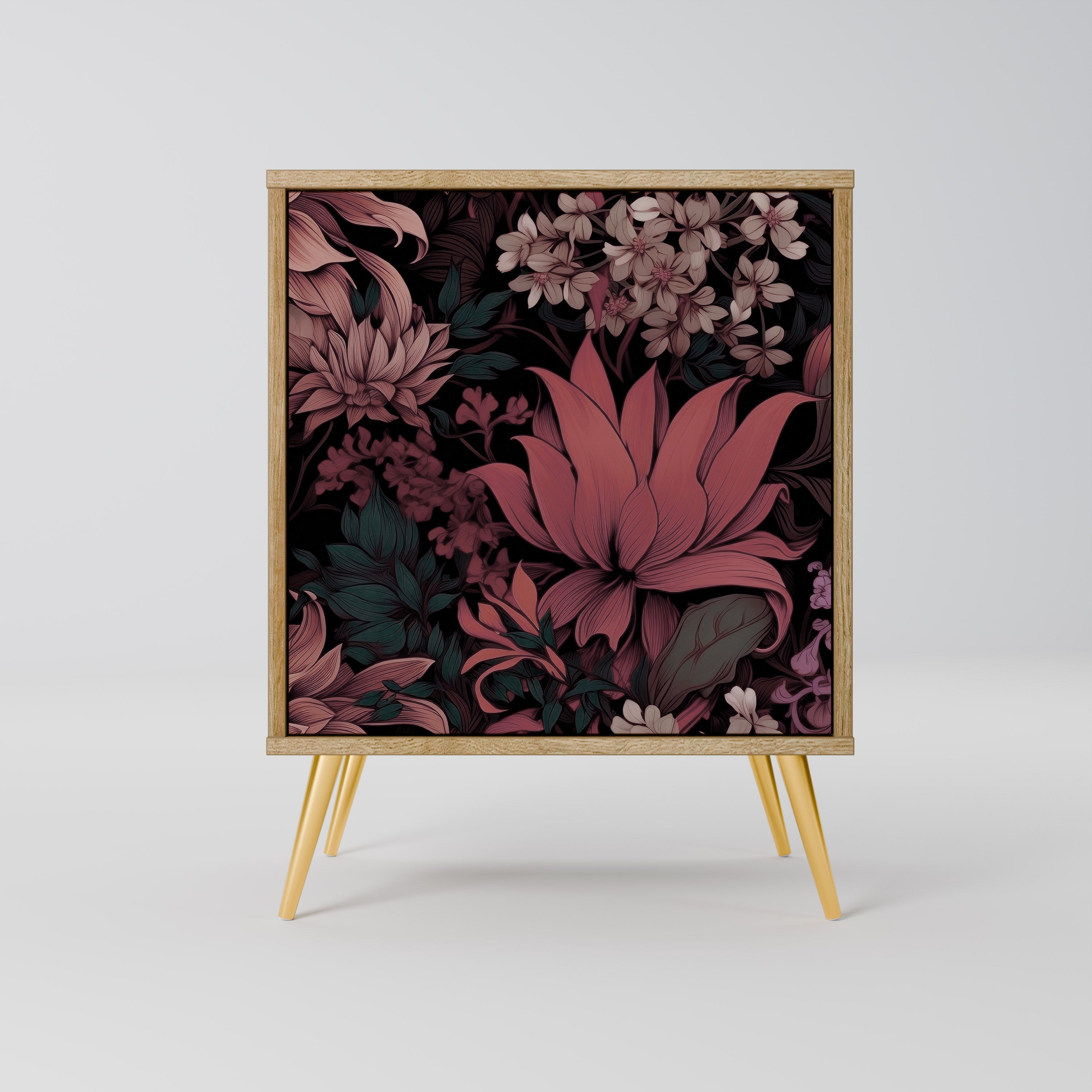 FLORAL WHISPER Aparador de 1 Porta em Efeito Carvalho