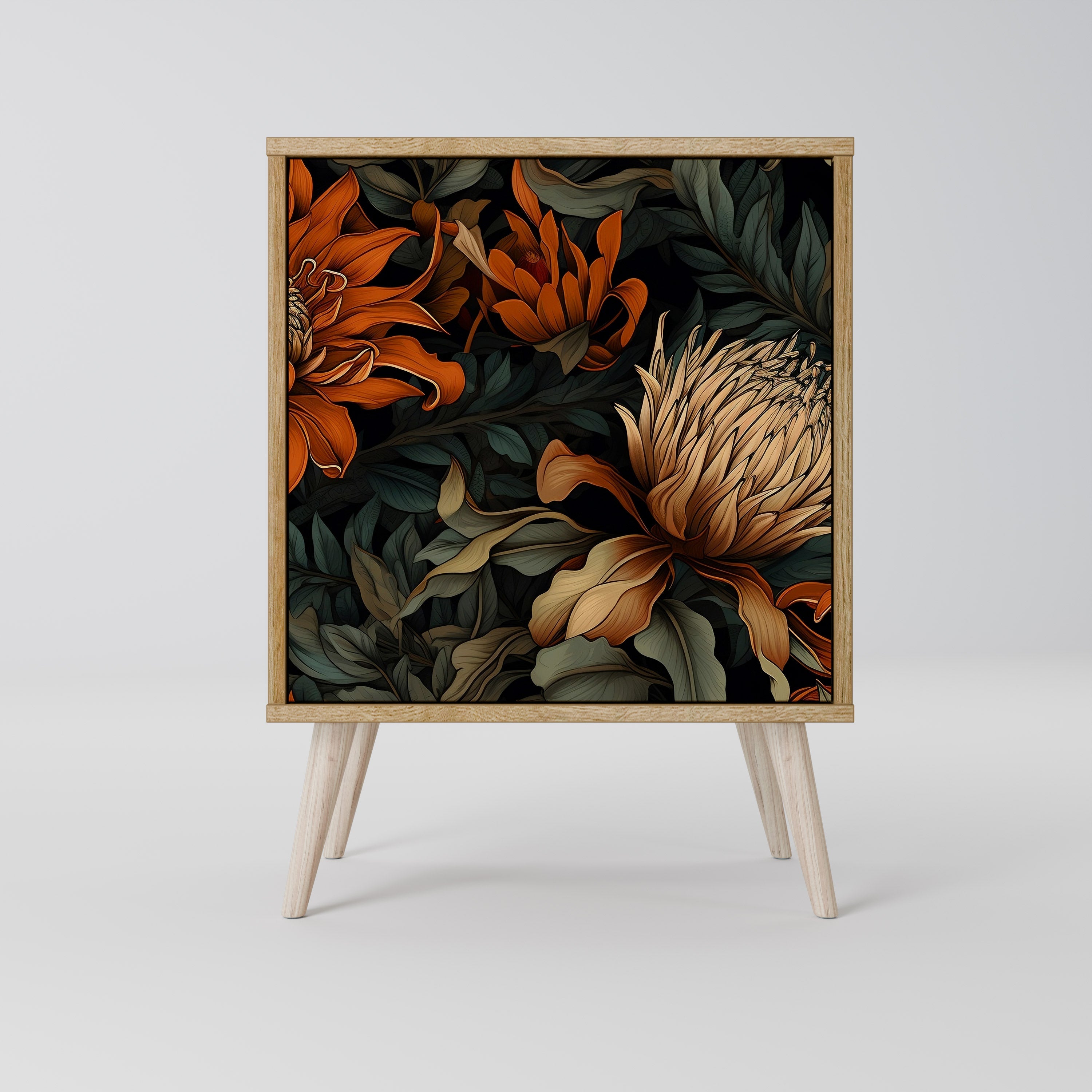 DAWN BLOOM Aparador de 1 Porta em Efeito Carvalho