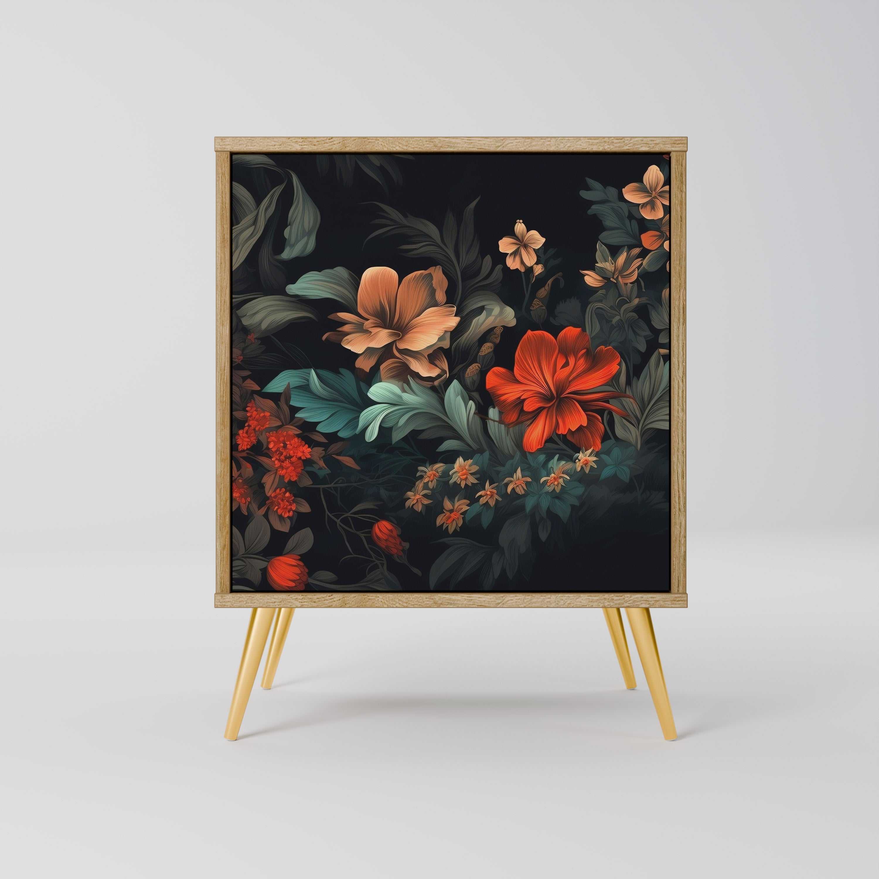 IMAGINARY BLOSSOM Aparador de 1 Porta em Efeito Carvalho