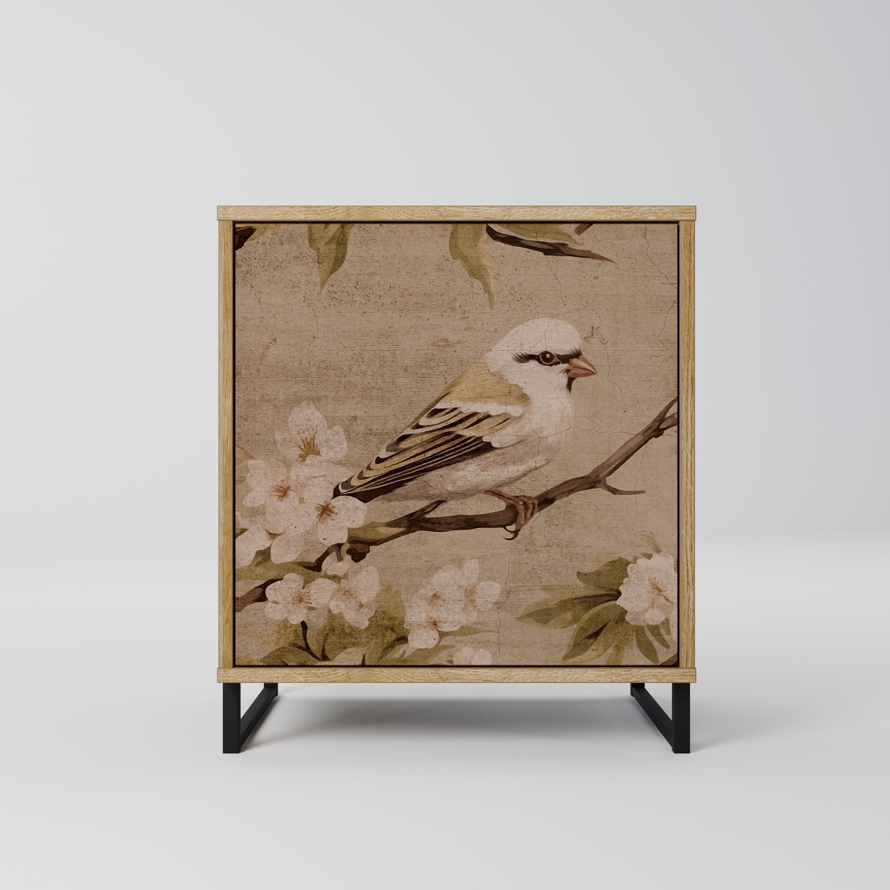 PETAL DISTINGUISH Aparador de 1 Porta em Efeito Carvalho