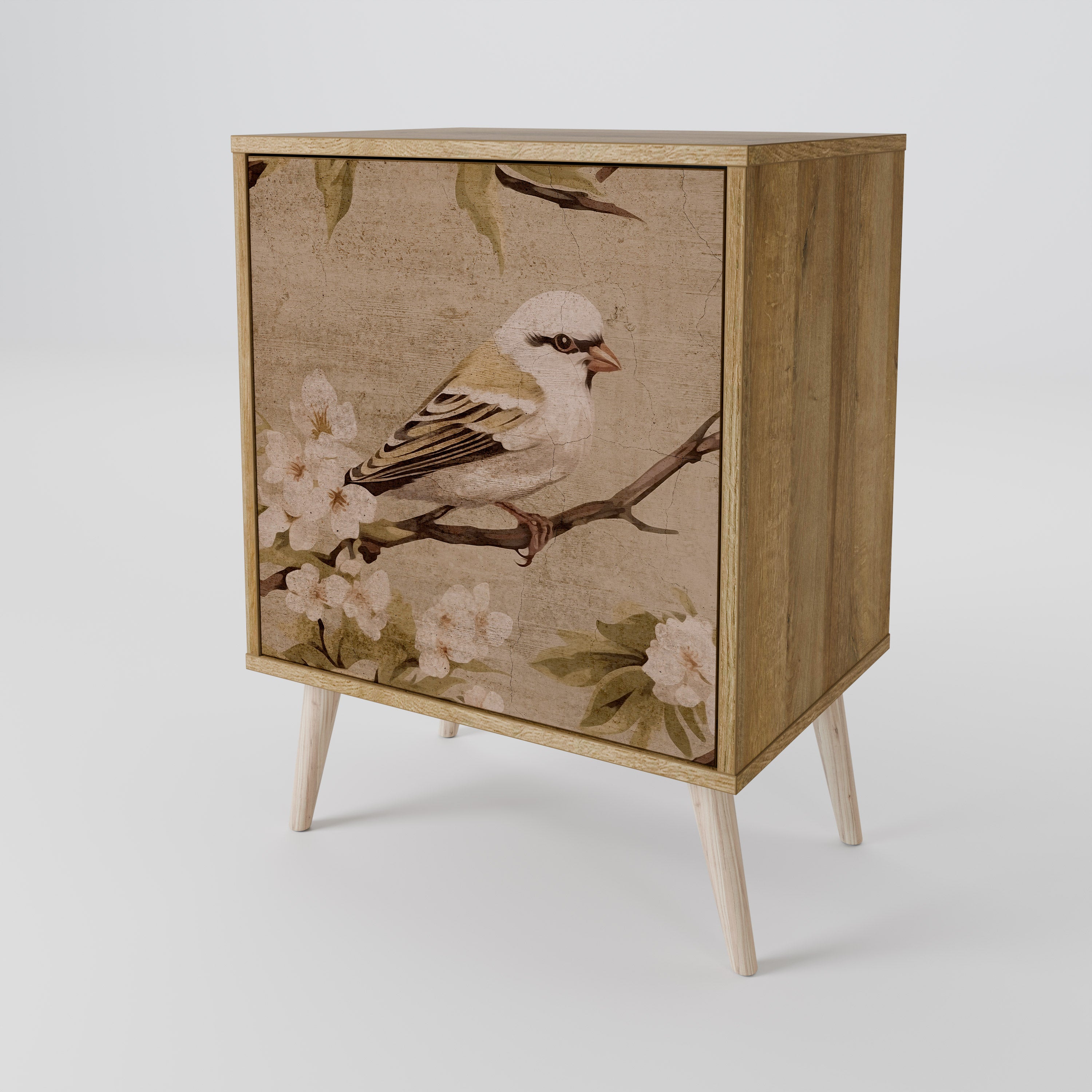 PETAL DISTINGUISH Aparador de 1 Porta em Efeito Carvalho