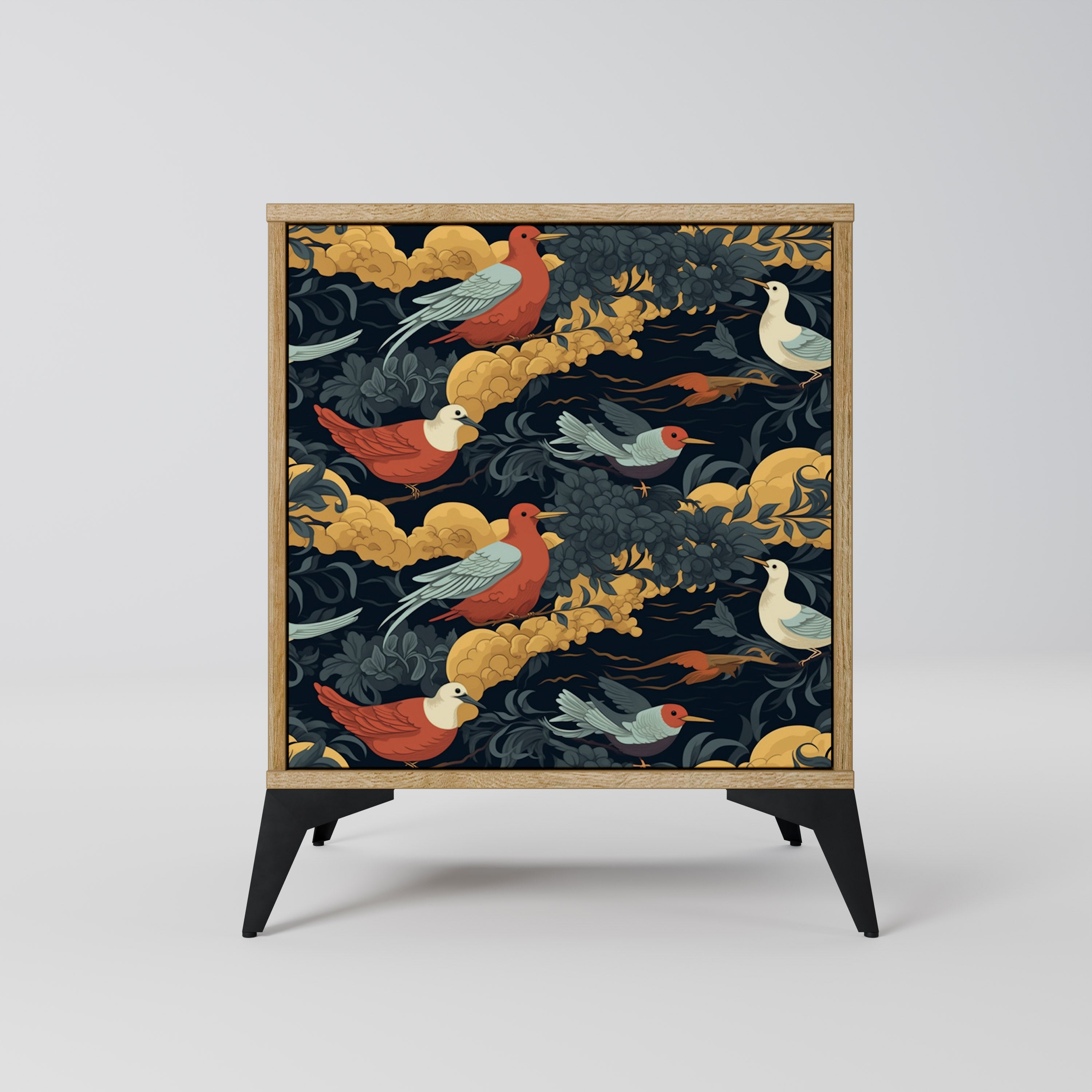 FOWLY DAZE Aparador de 1 Porta em Efeito Carvalho