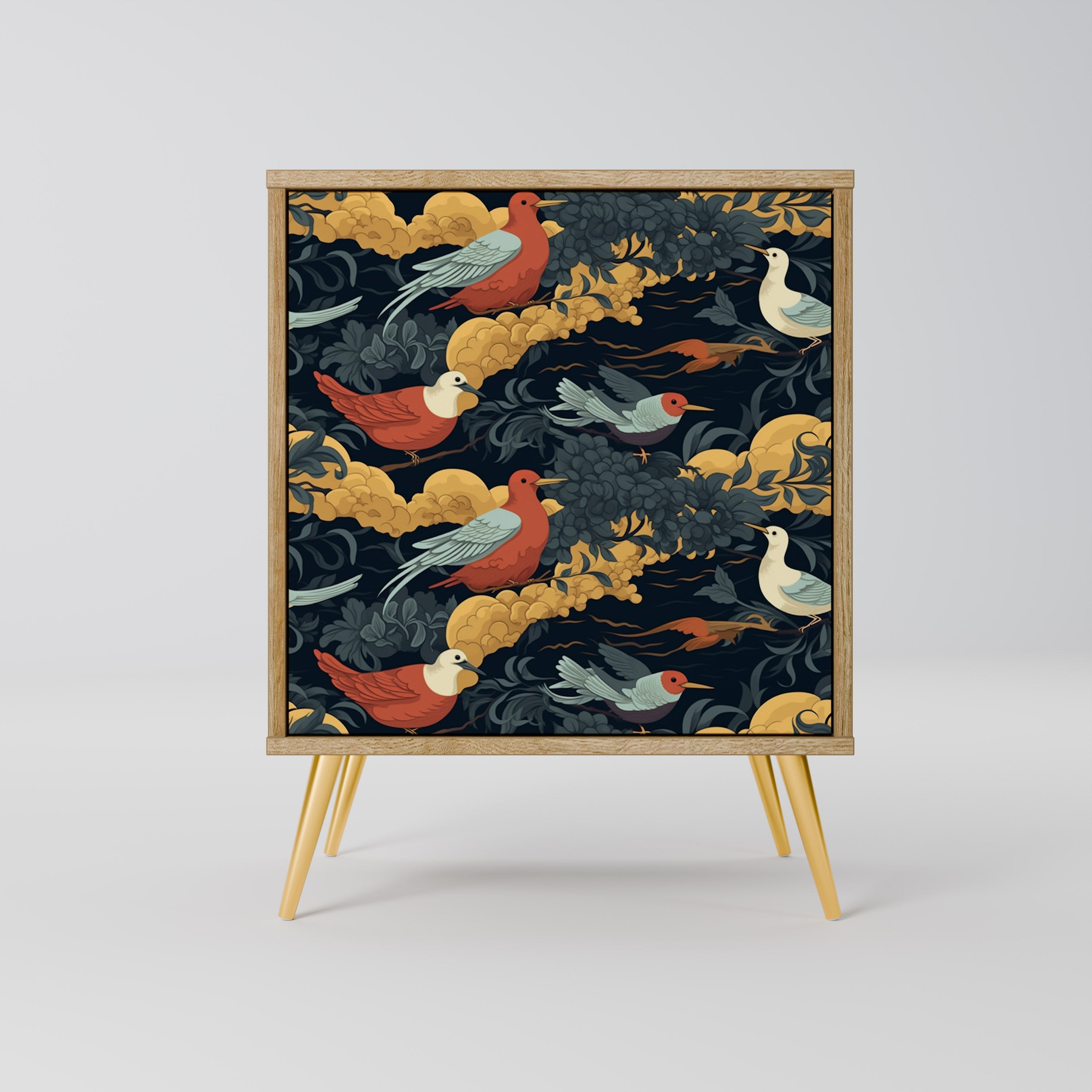 FOWLY DAZE Aparador de 1 Porta em Efeito Carvalho