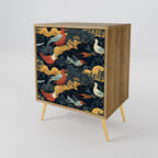 FOWLY DAZE Aparador de 1 Porta em Efeito Carvalho