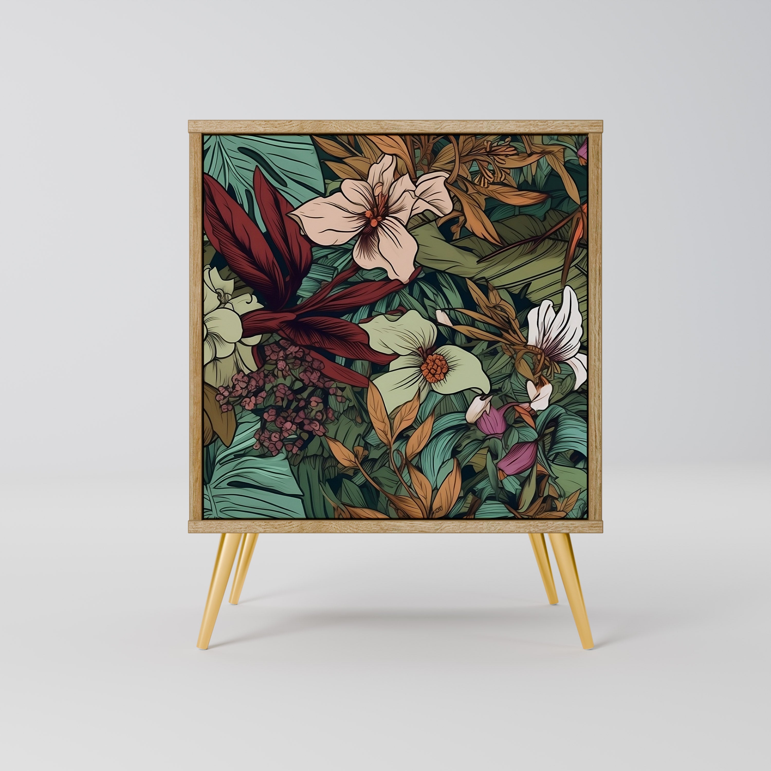 BOTANICAL EMERGENCE Aparador de 1 Porta em Efeito Carvalho