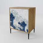 THE GREAT WAVE AT KANAGAWA Aparador de 1 Porta em Efeito Carvalho