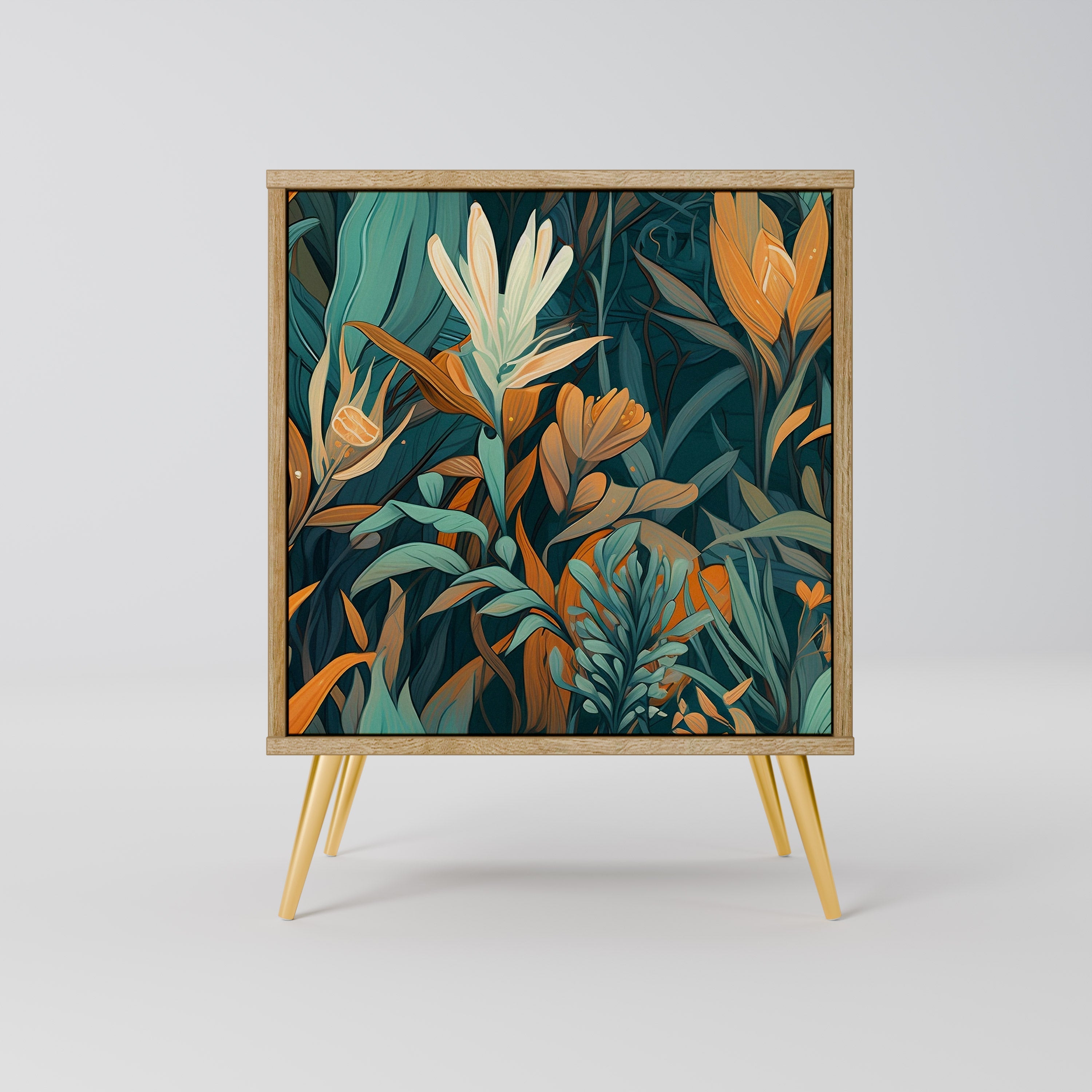 FLORAL SERENITY Aparador de 1 Porta em Efeito Carvalho