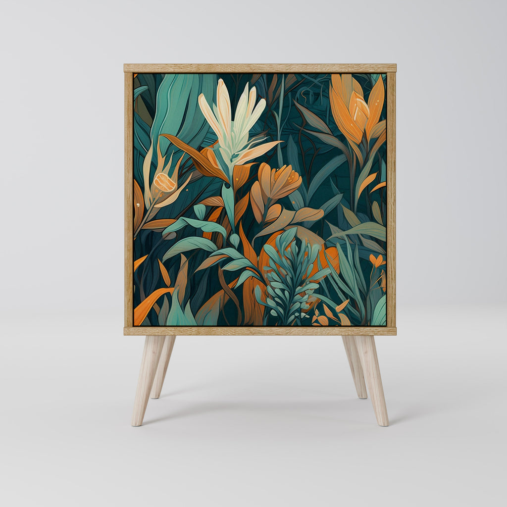 FLORAL SERENITY Aparador de 1 Porta em Efeito Carvalho