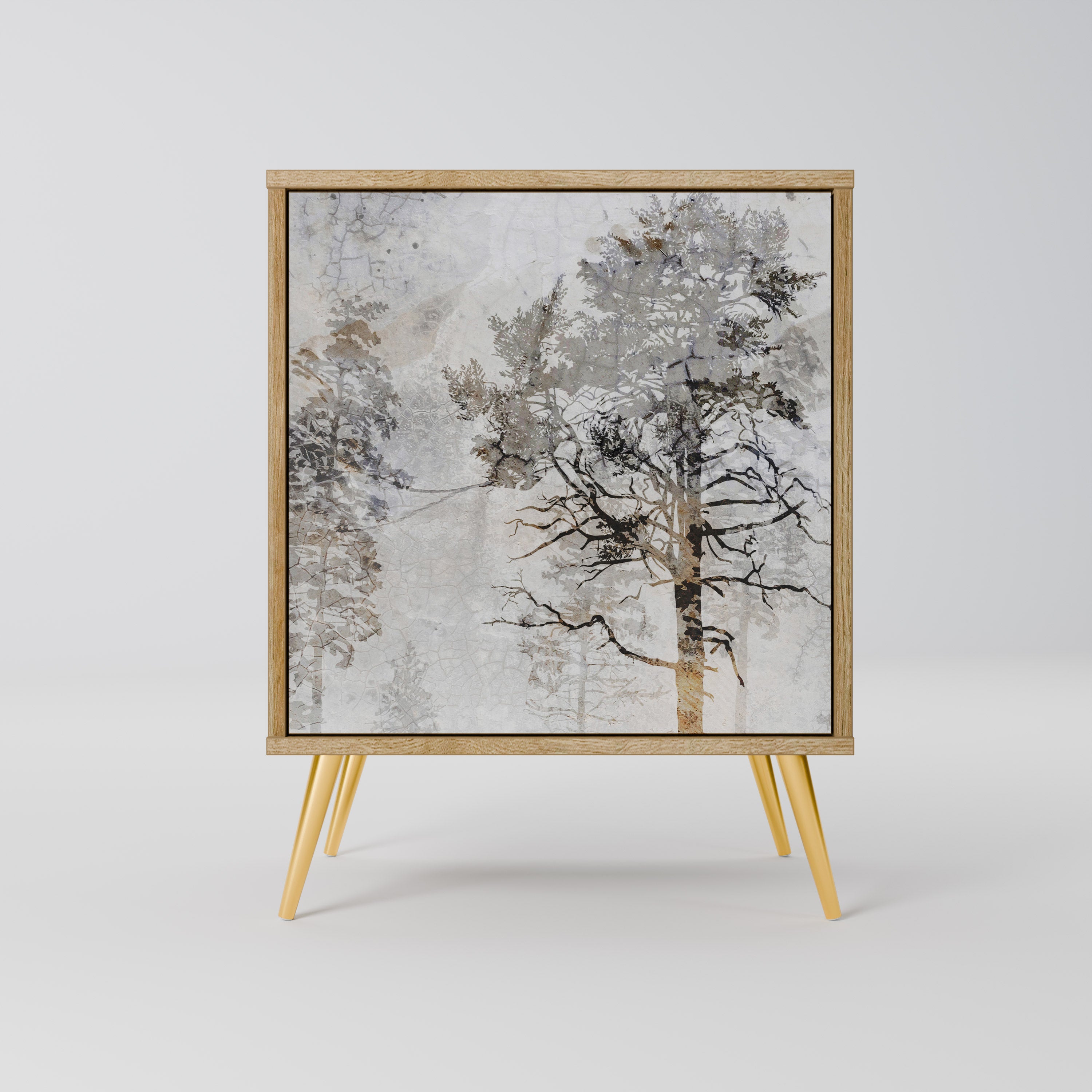 FADE IN THE TREES Aparador de 1 Porta em Efeito Carvalho