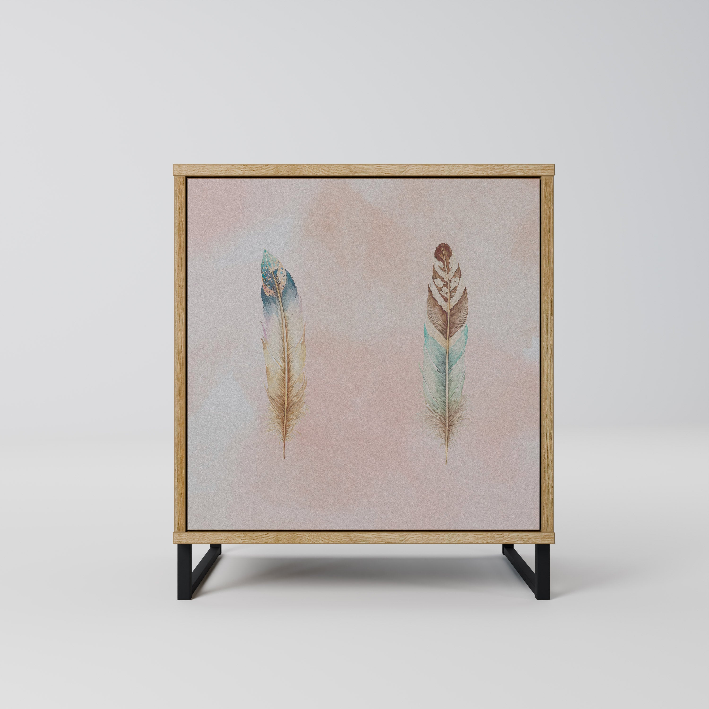 THE DELIQUESCE Aparador de 1 Porta em Efeito Carvalho