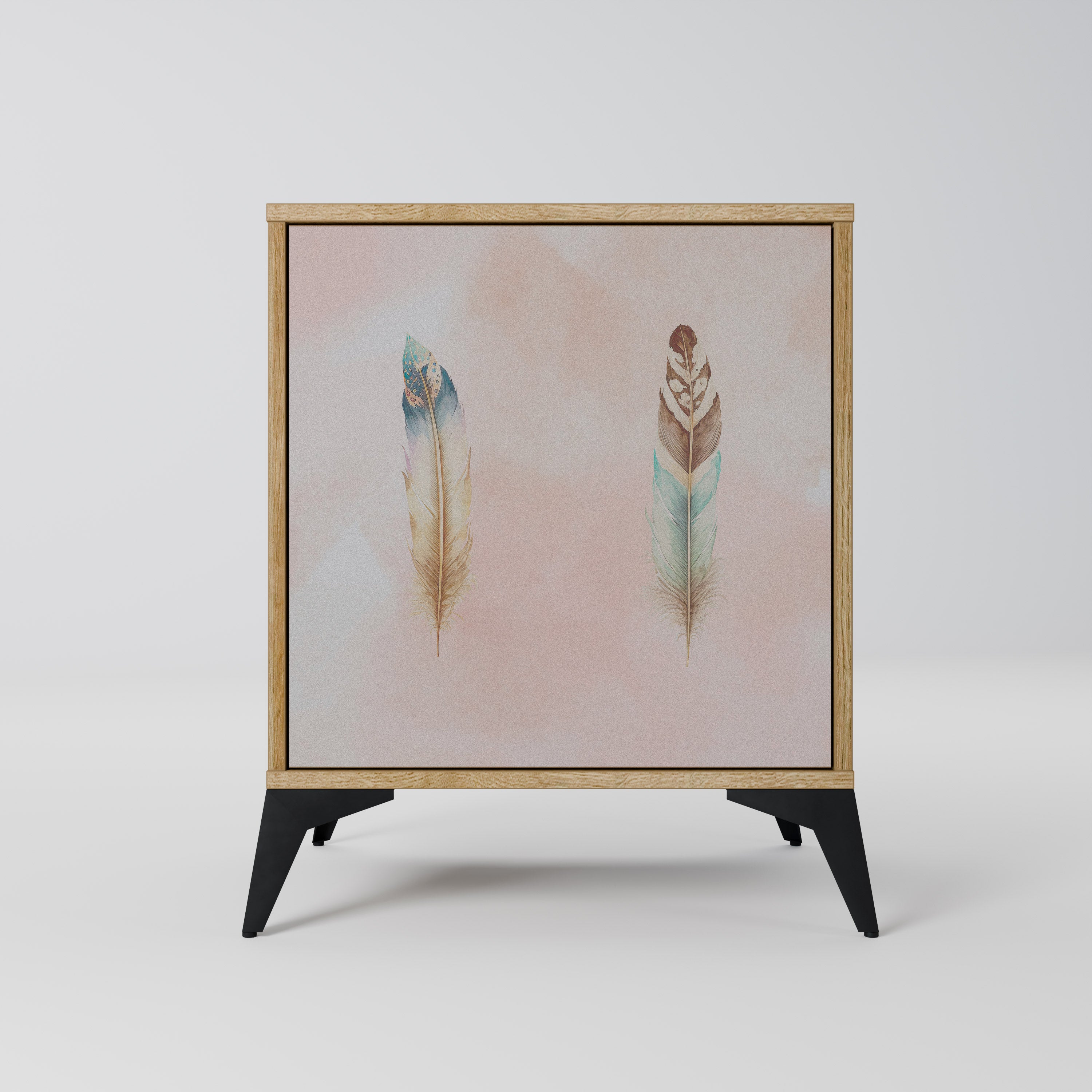 THE DELIQUESCE Aparador de 1 Porta em Efeito Carvalho