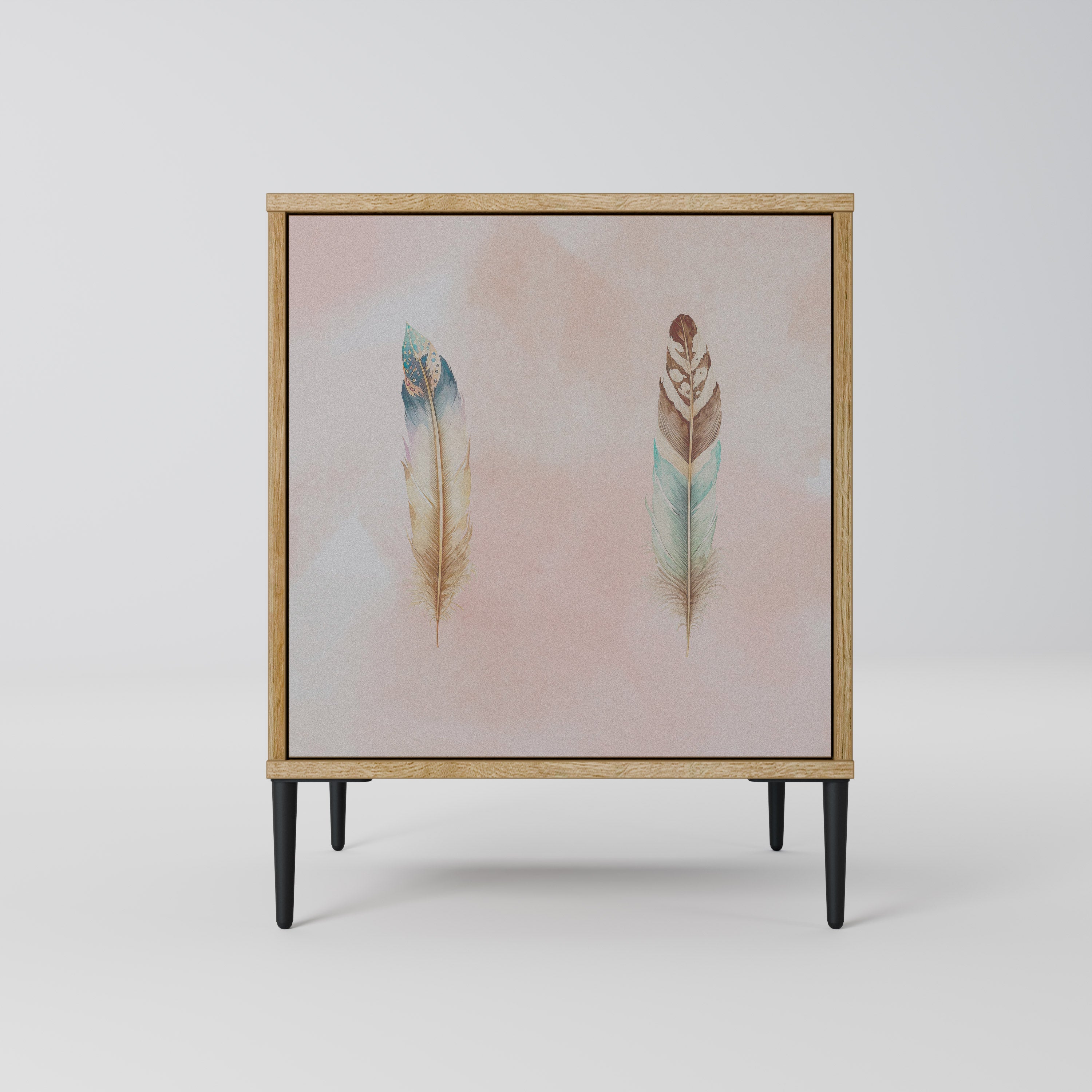 THE DELIQUESCE Aparador de 1 Porta em Efeito Carvalho