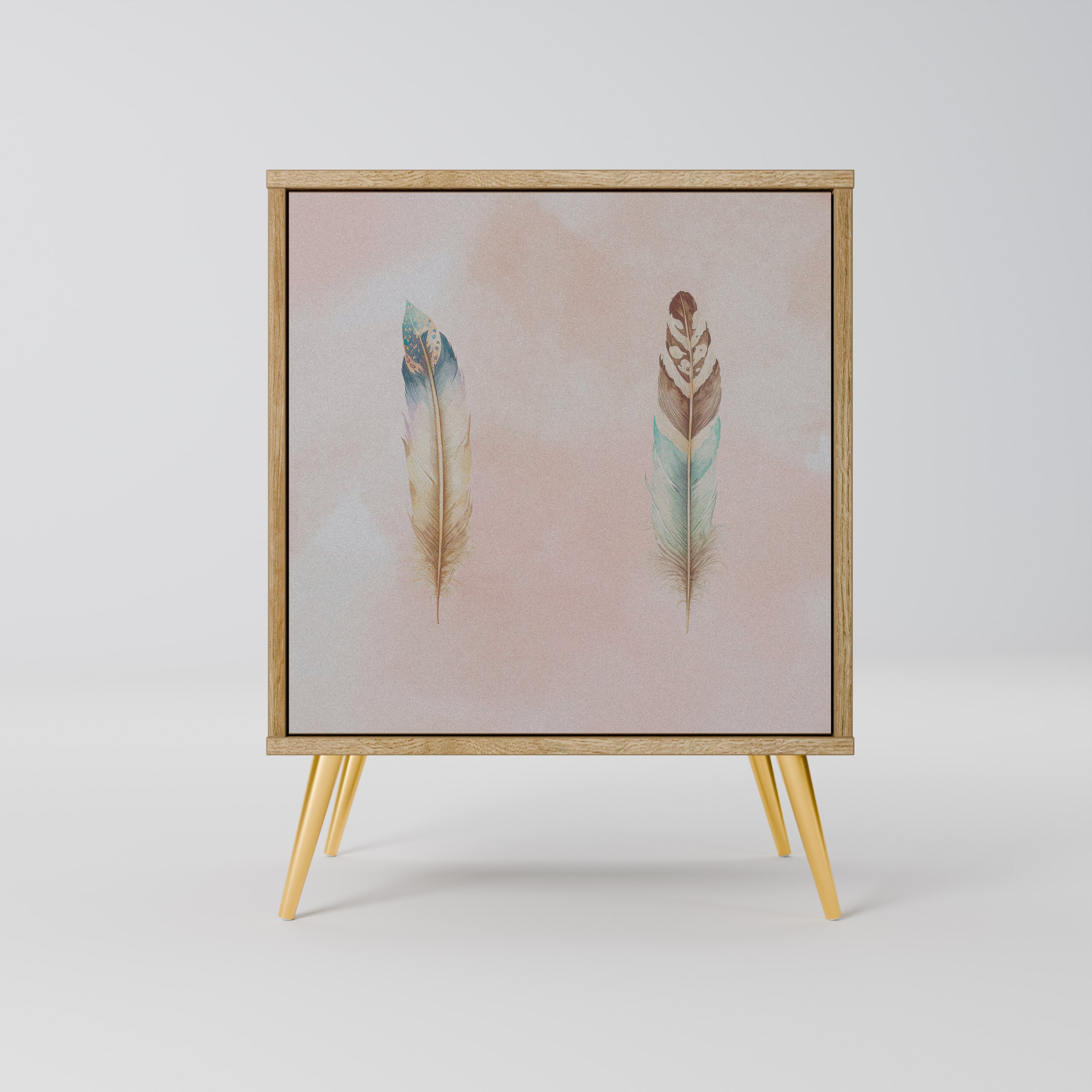 THE DELIQUESCE Aparador de 1 Porta em Efeito Carvalho