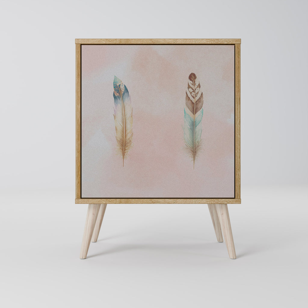 THE DELIQUESCE Aparador de 1 Porta em Efeito Carvalho