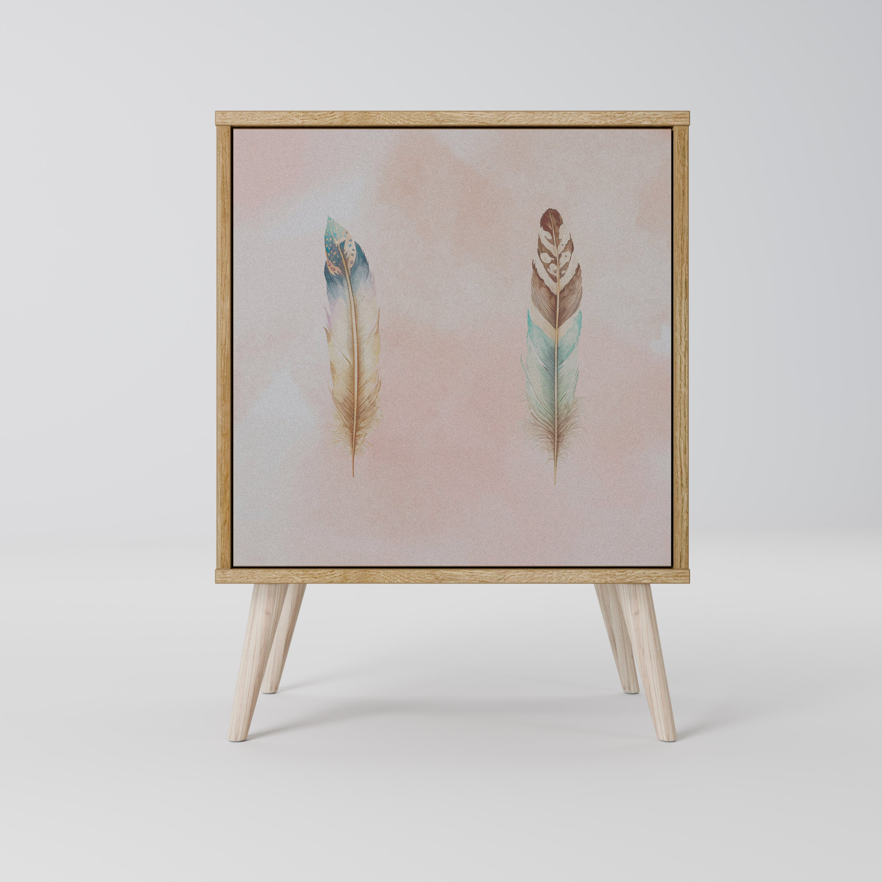 THE DELIQUESCE Aparador de 1 Porta em Efeito Carvalho