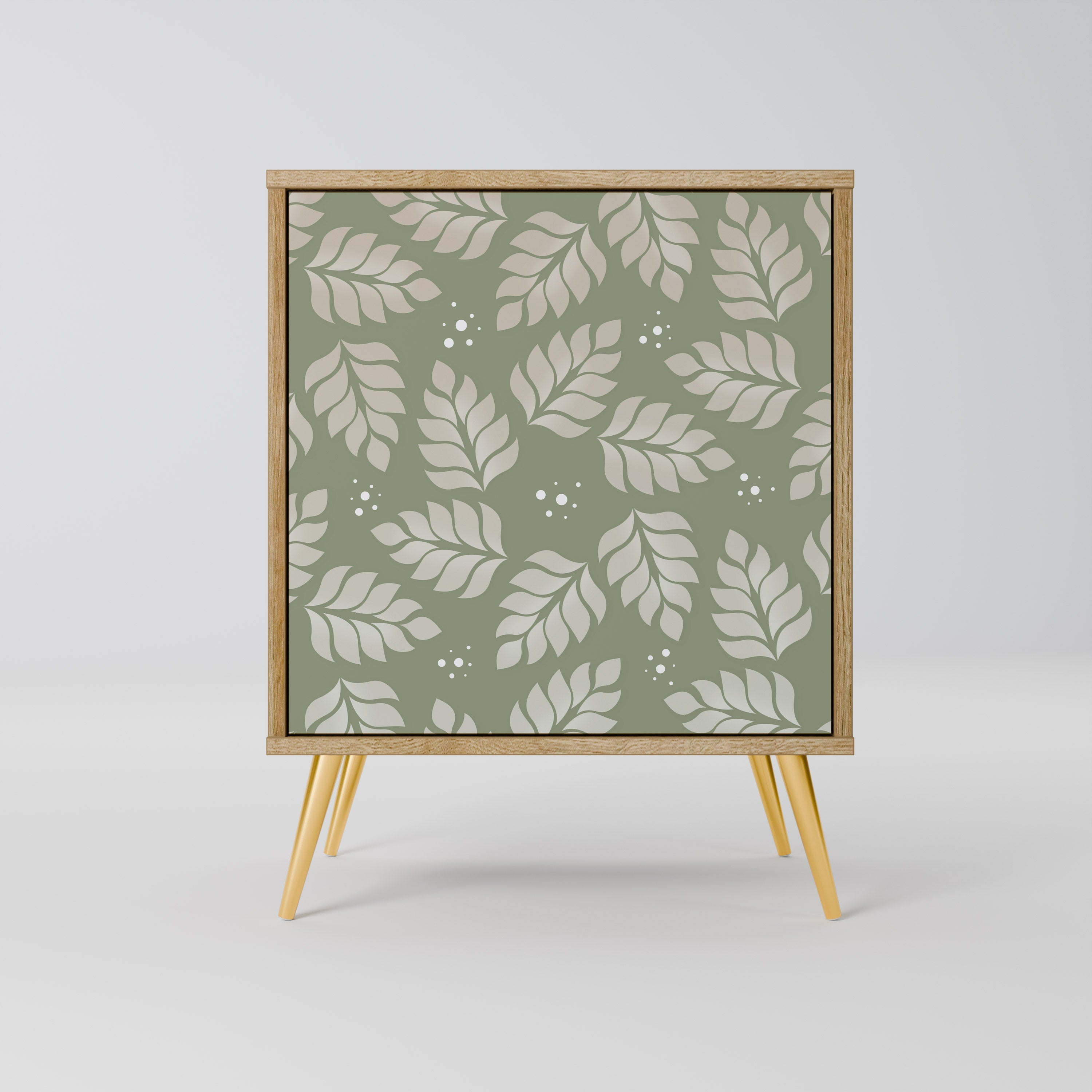 LEAVES ON GREEN Aparador de 1 Porta em Efeito Carvalho