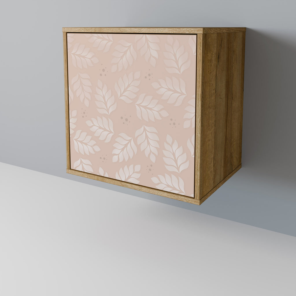 LEAVES ON BEIGE Aparador de 1 Porta em Efeito Carvalho