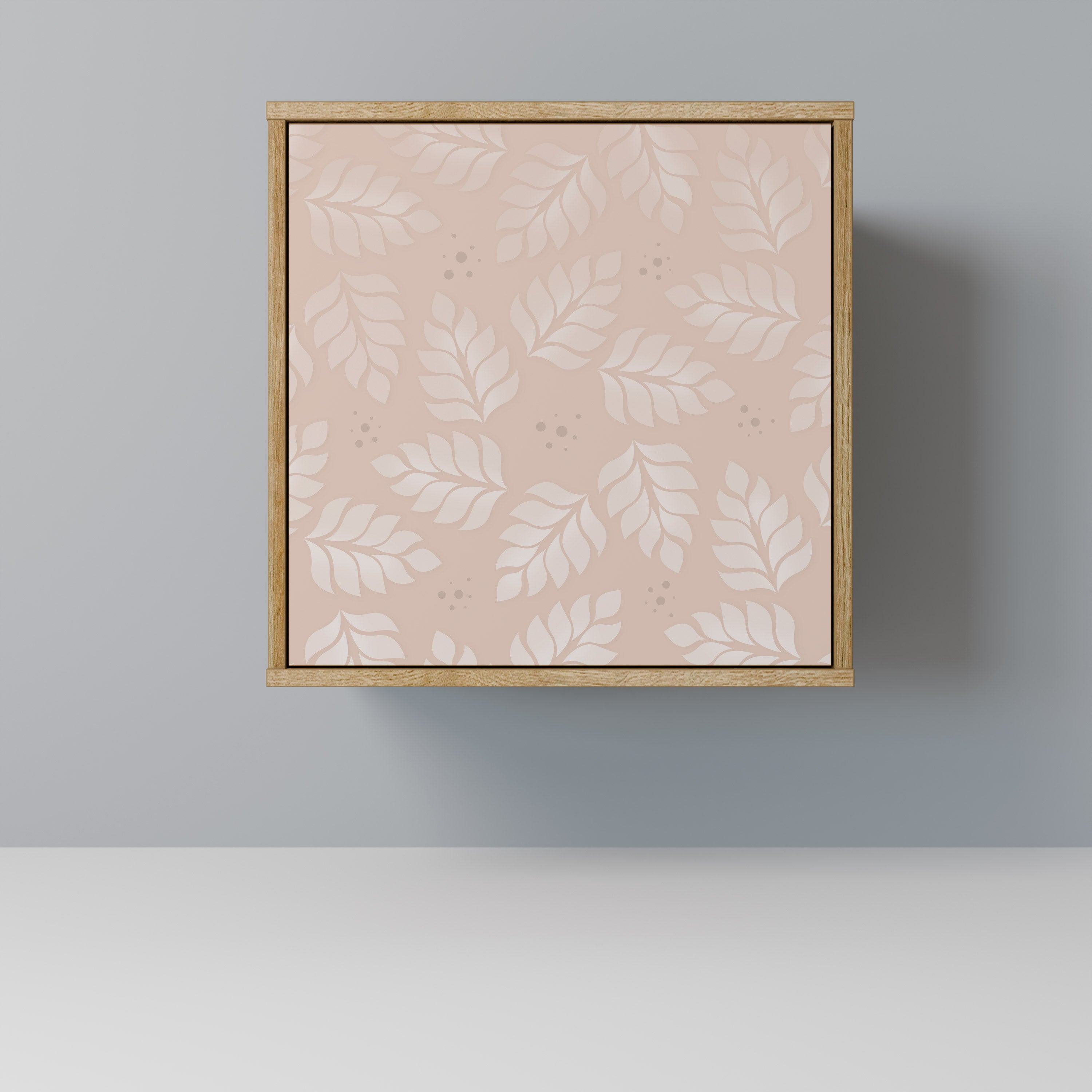 LEAVES ON BEIGE Aparador de 1 Porta em Efeito Carvalho