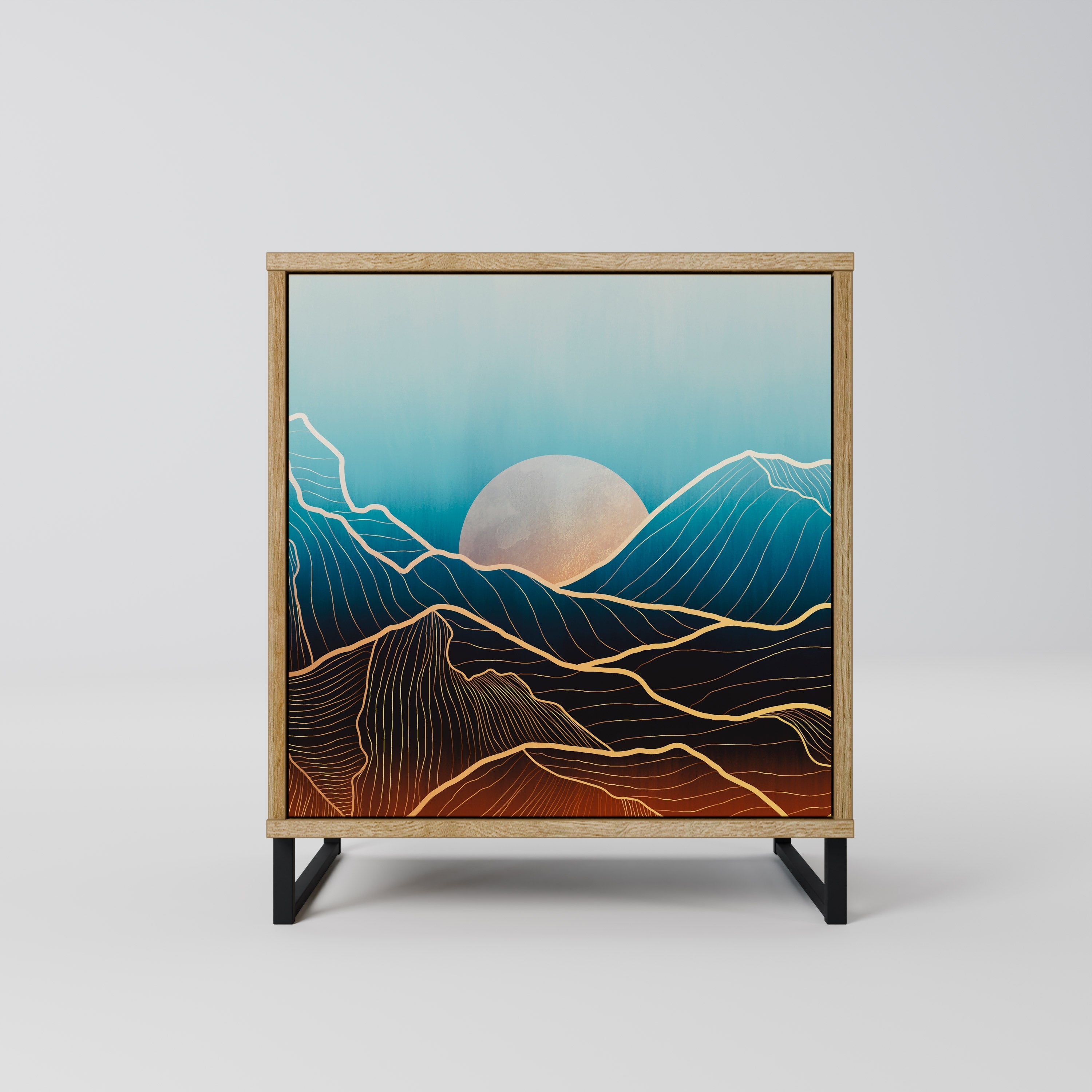 LUNAR SECRETS Aparador de 1 Porta em Efeito Carvalho