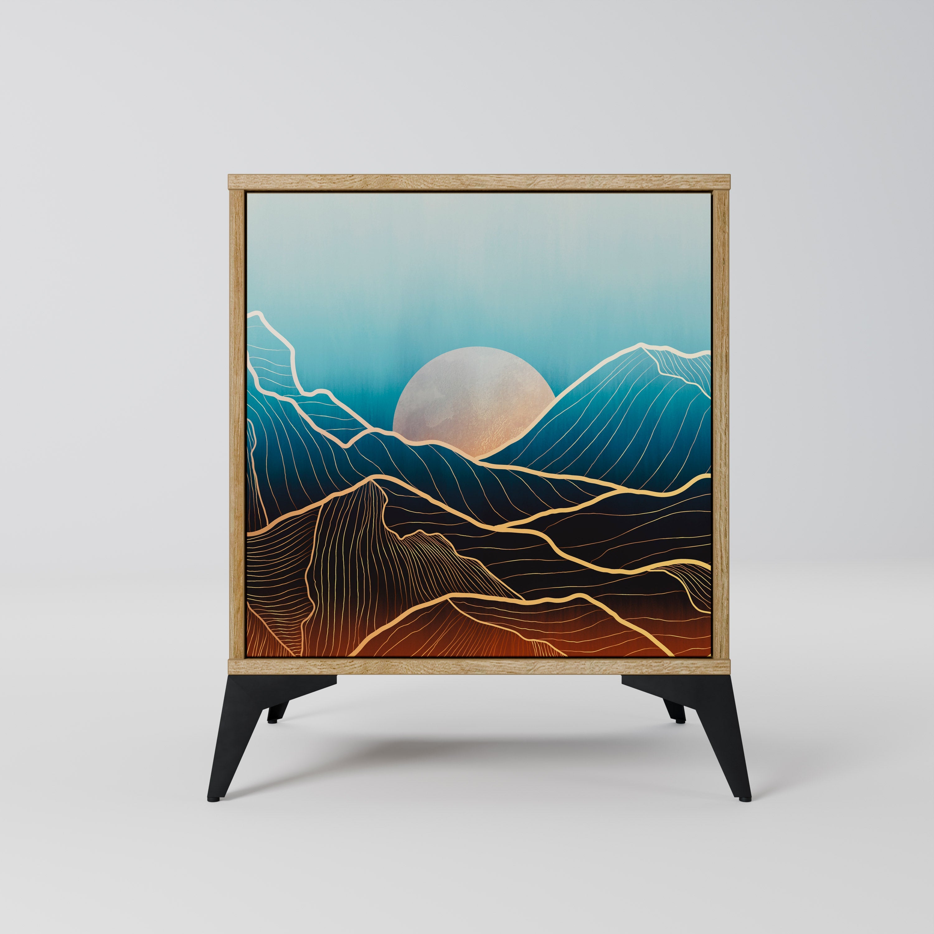 LUNAR SECRETS Aparador de 1 Porta em Efeito Carvalho