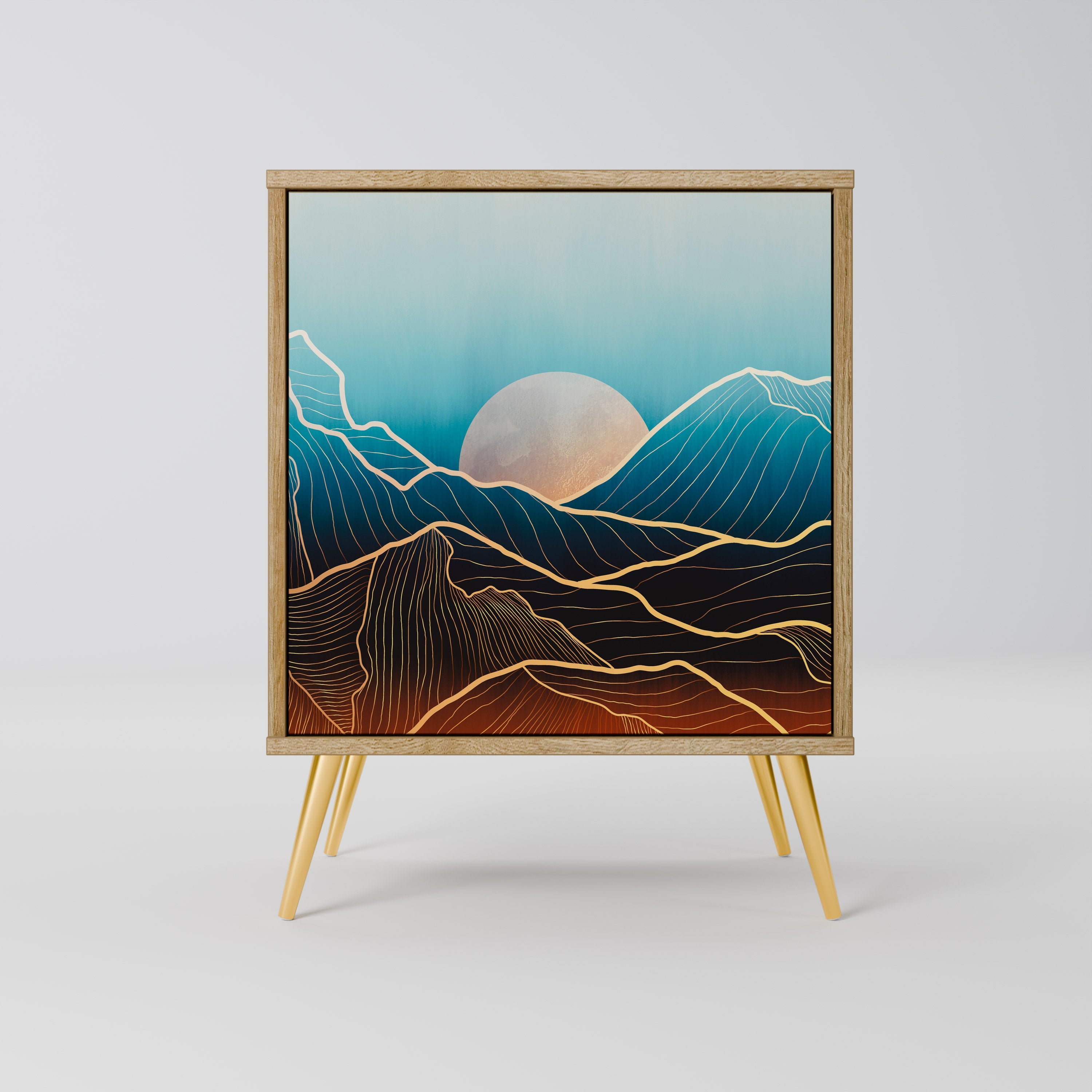 LUNAR SECRETS Aparador de 1 Porta em Efeito Carvalho