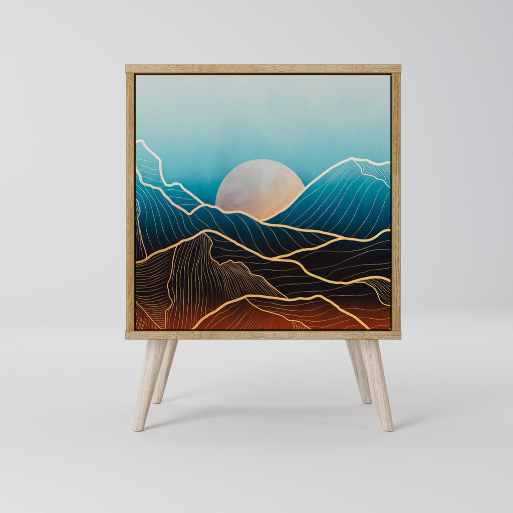 LUNAR SECRETS Aparador de 1 Porta em Efeito Carvalho