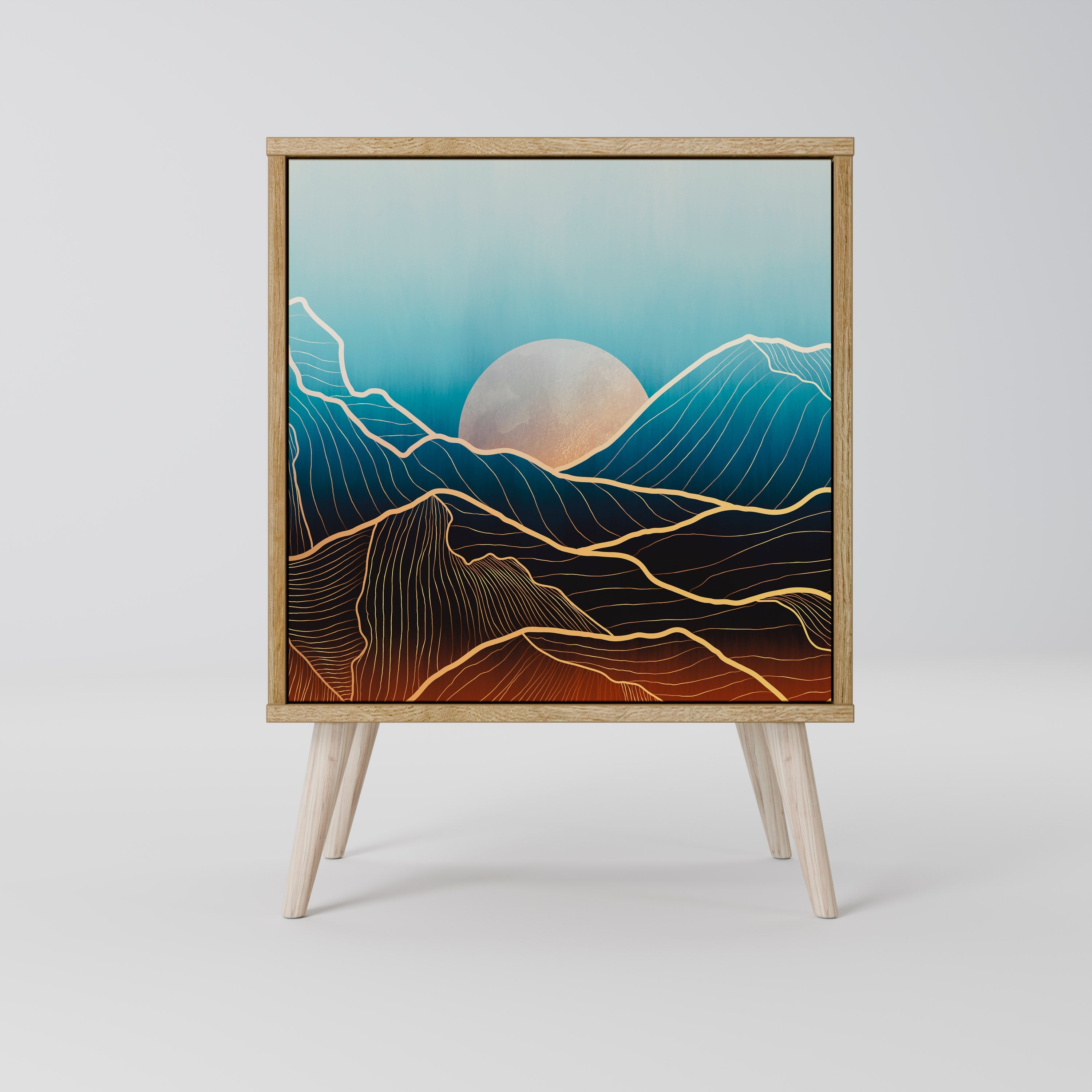 LUNAR SECRETS Aparador de 1 Porta em Efeito Carvalho