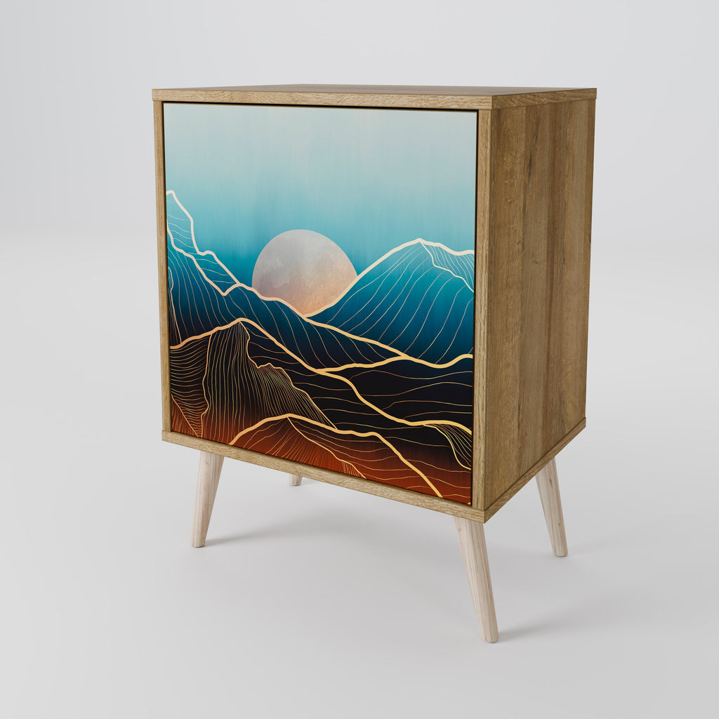 LUNAR SECRETS Aparador de 1 Porta em Efeito Carvalho