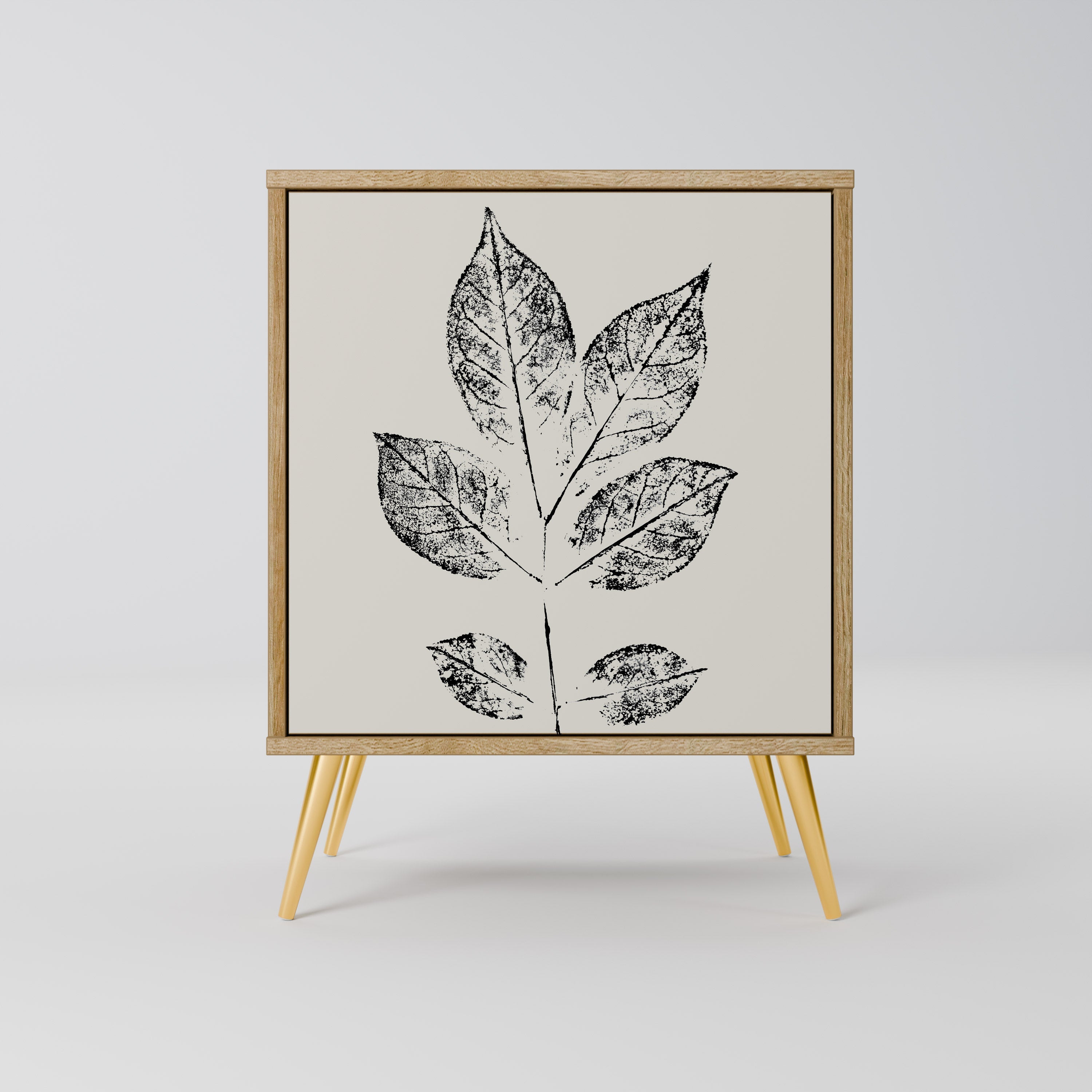 LEAFY STAMPS Aparador de 1 Porta em Efeito Carvalho