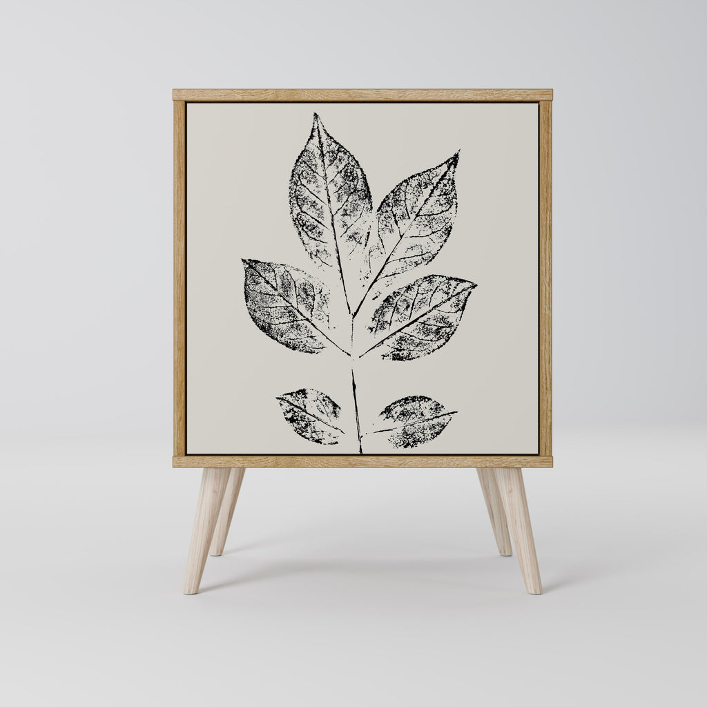 LEAFY STAMPS Aparador de 1 Porta em Efeito Carvalho