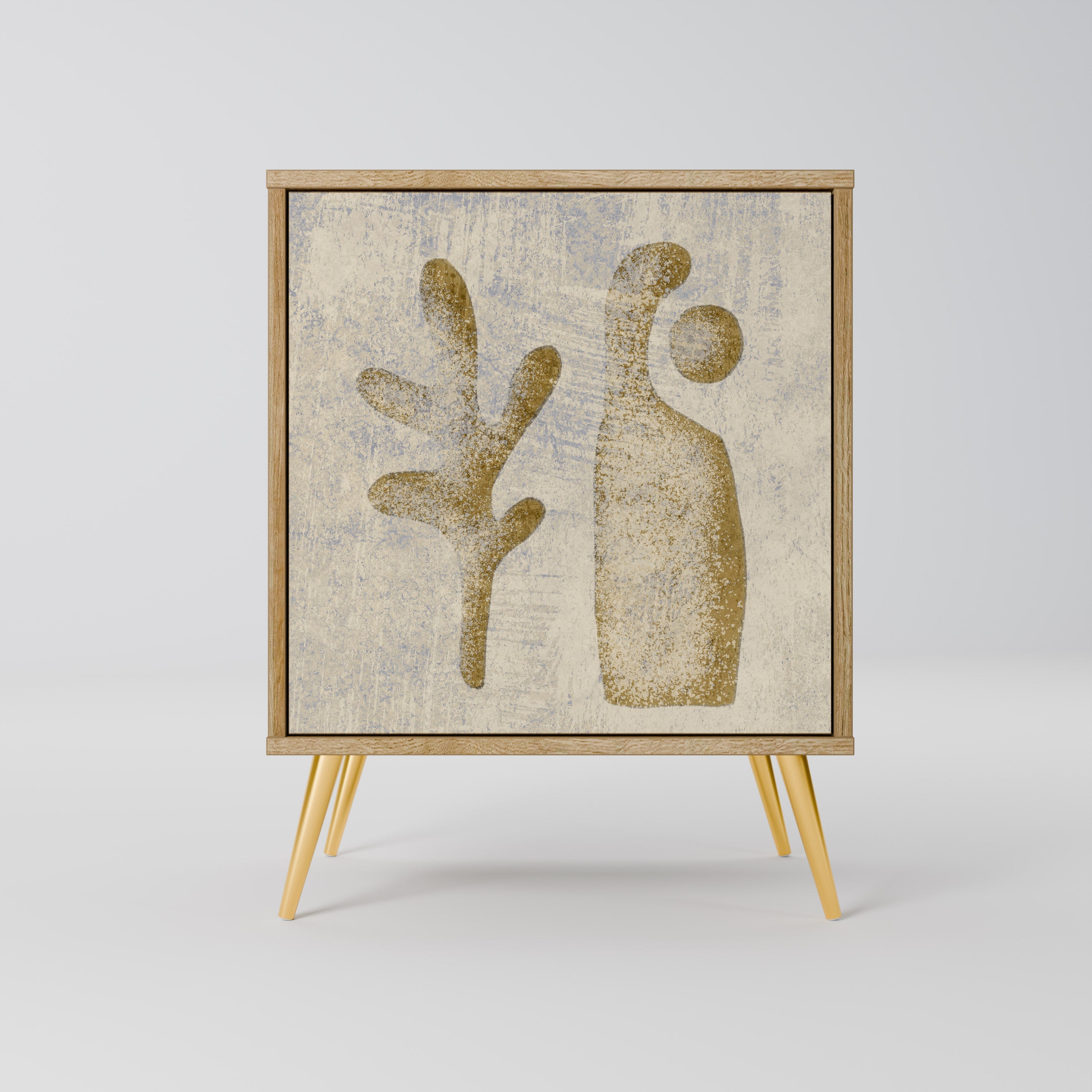 SAND SCULPTURES Aparador de 1 Porta em Efeito Carvalho