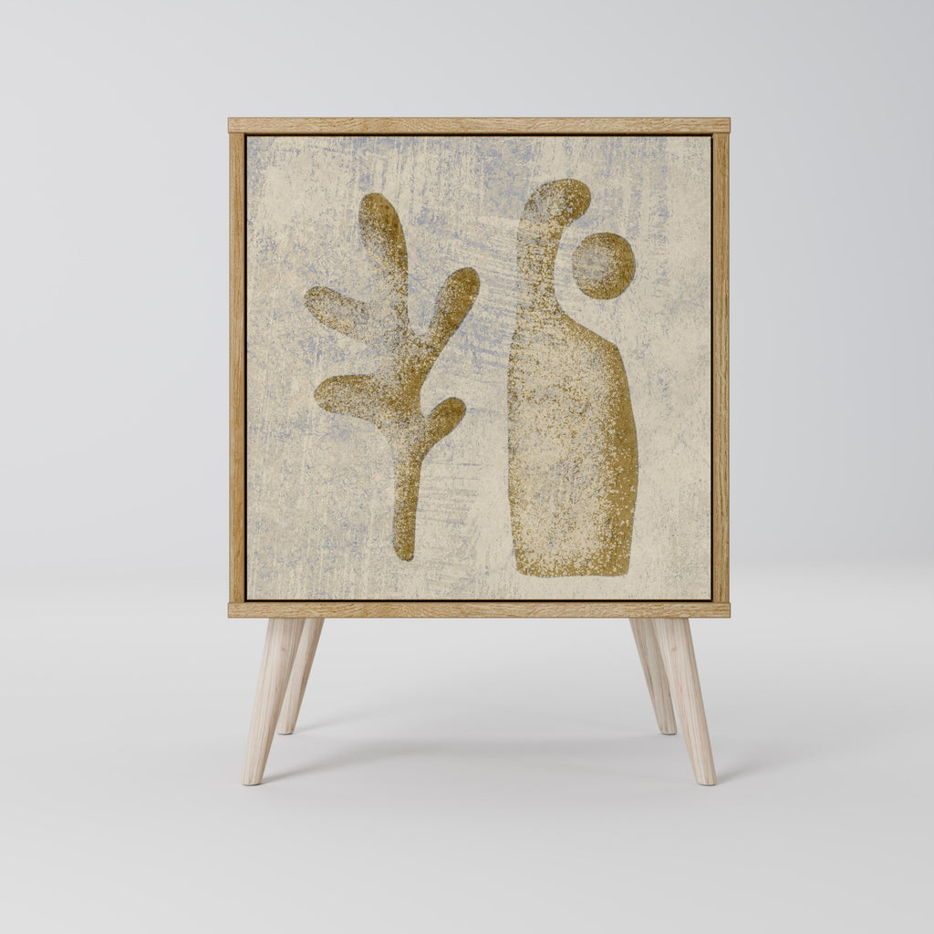 SAND SCULPTURES Aparador de 1 Porta em Efeito Carvalho