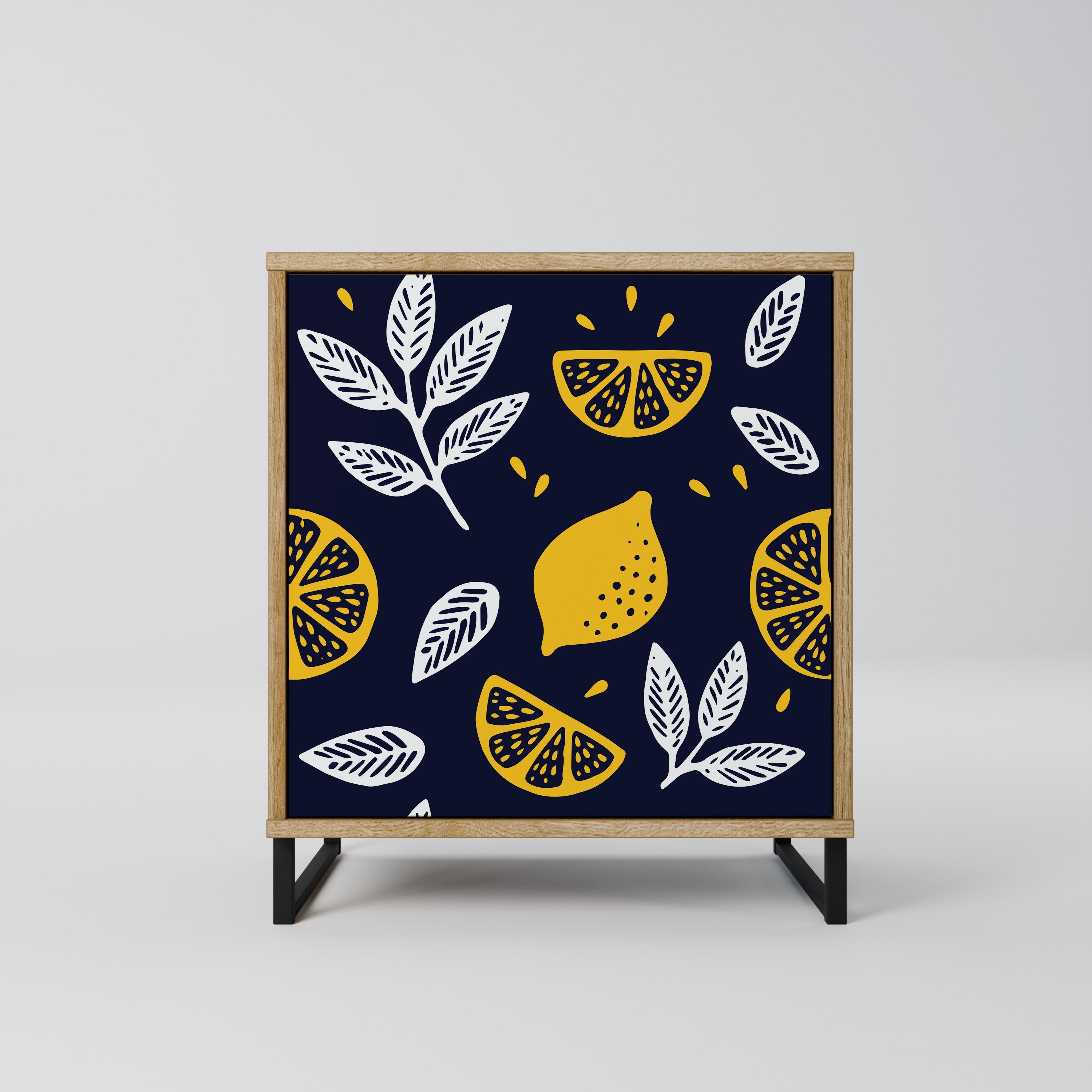 CITRUS BLACK AND WHITE Aparador de 1 Porta em Efeito Carvalho