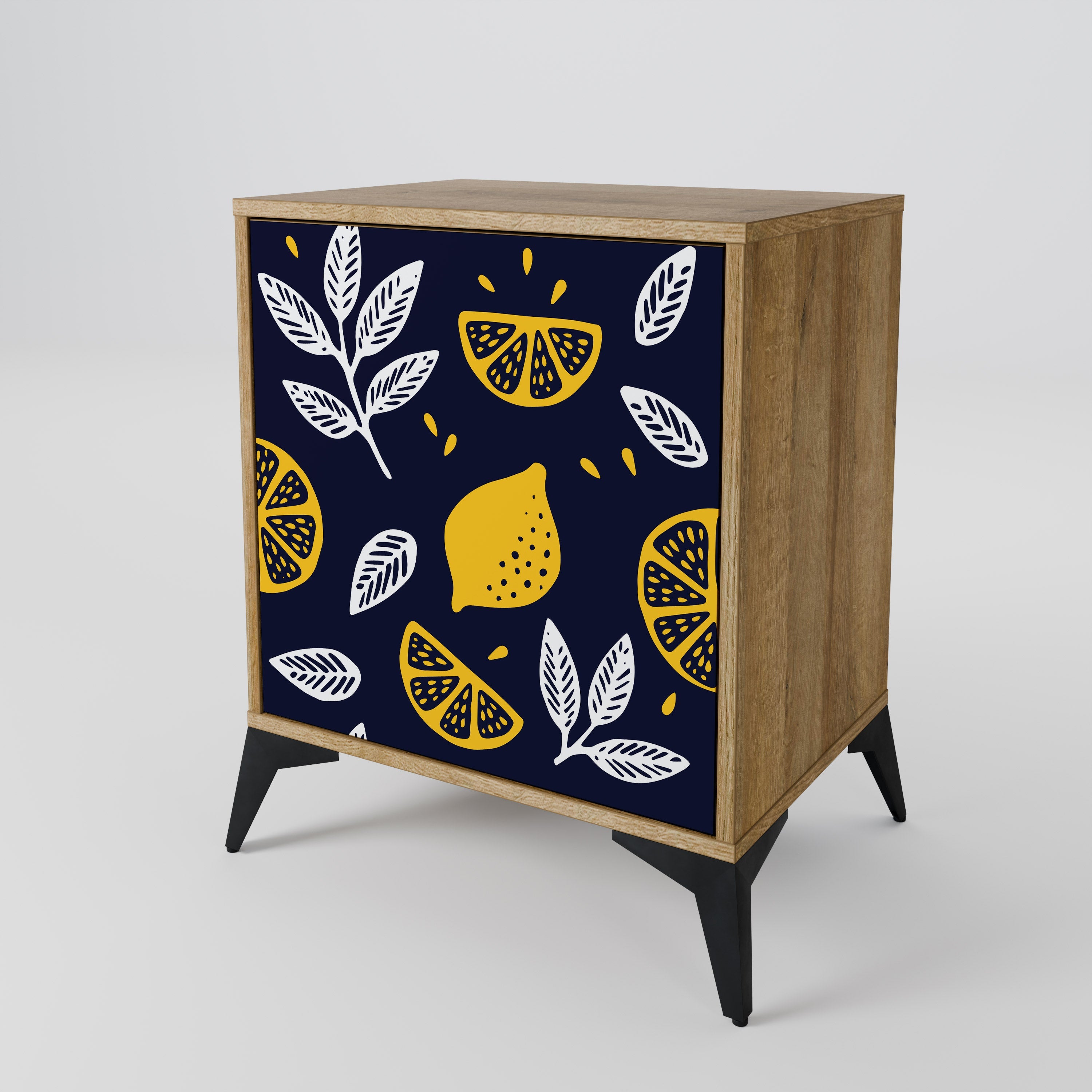 CITRUS BLACK AND WHITE Aparador de 1 Porta em Efeito Carvalho