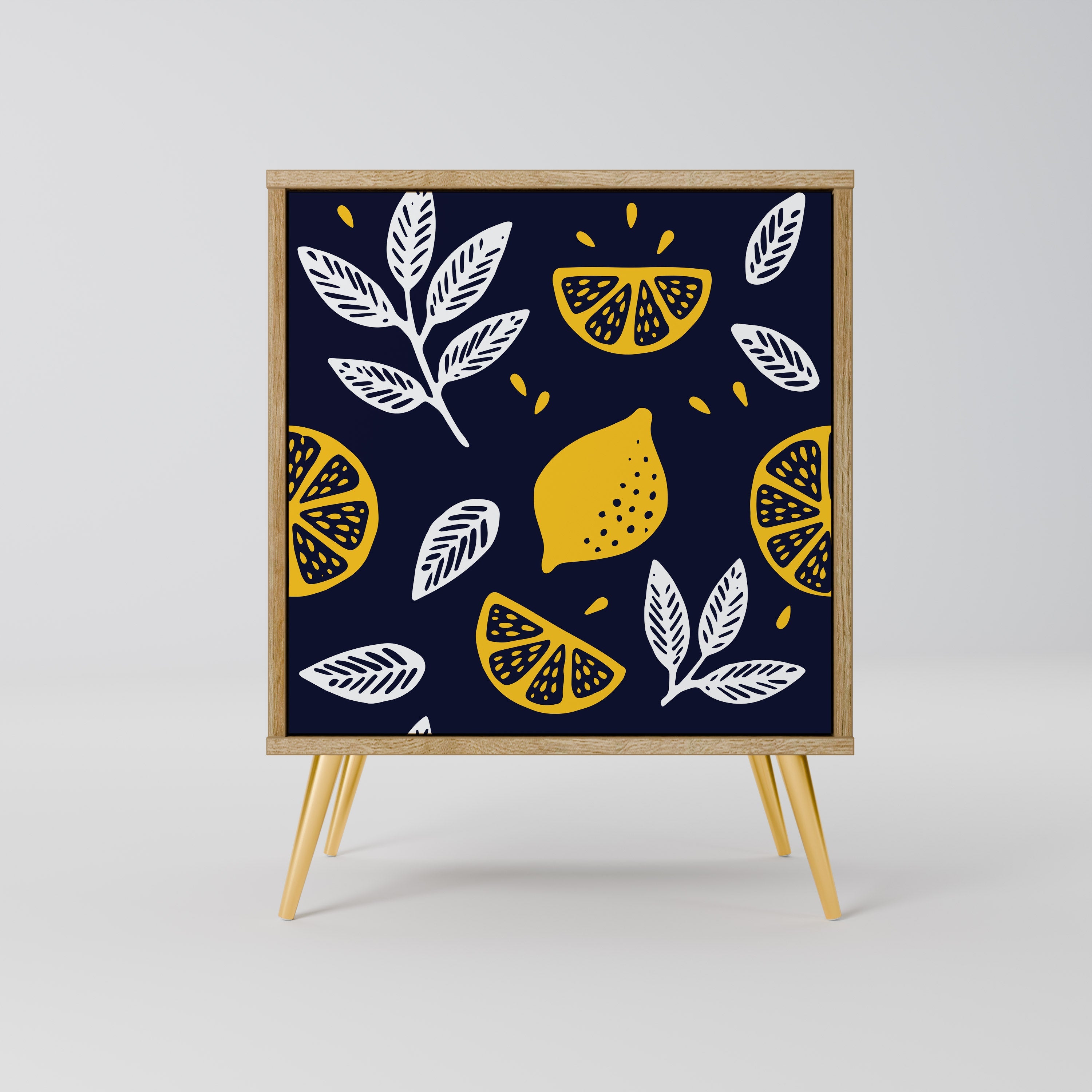 CITRUS BLACK AND WHITE Aparador de 1 Porta em Efeito Carvalho