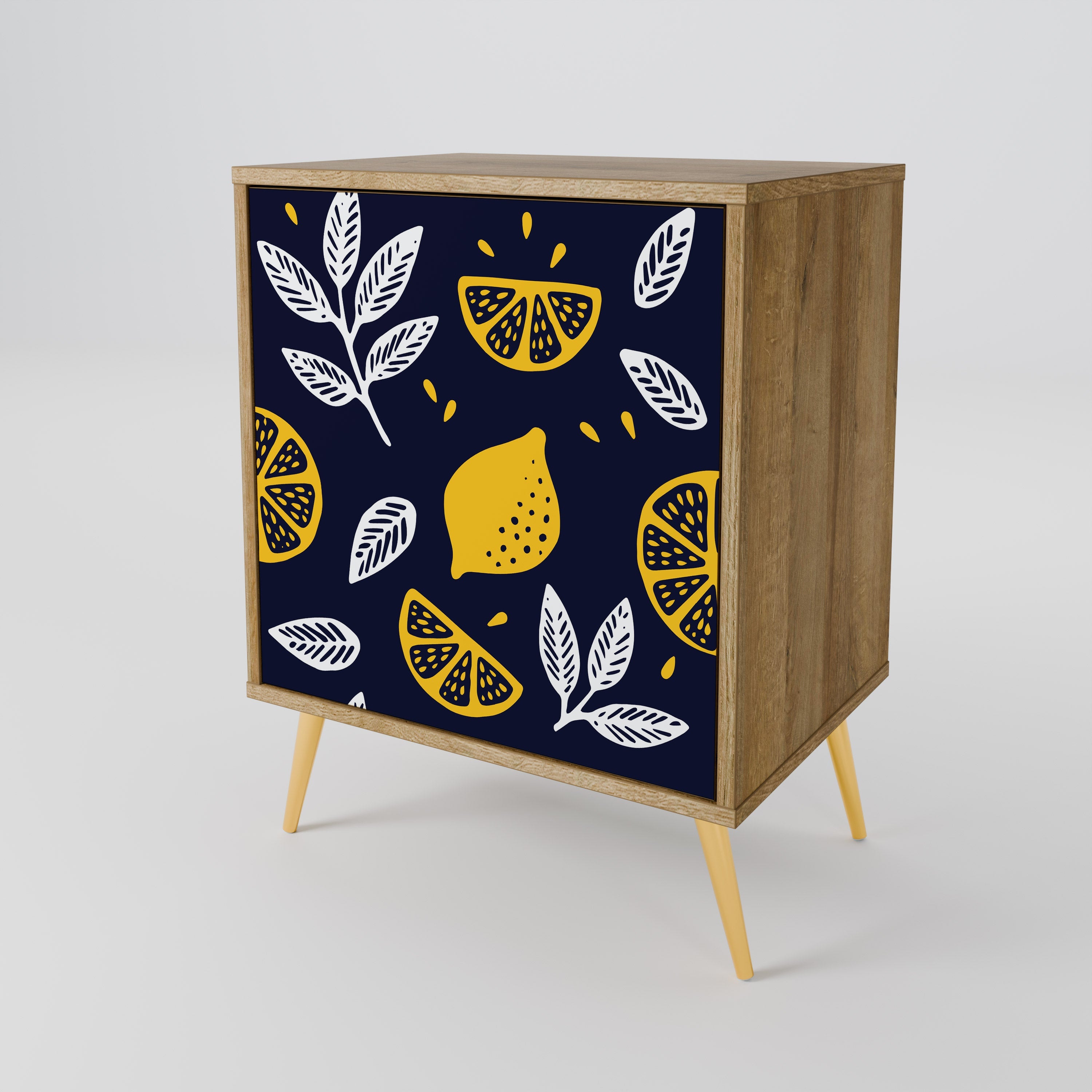 CITRUS BLACK AND WHITE Aparador de 1 Porta em Efeito Carvalho