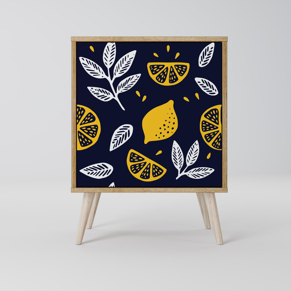 CITRUS BLACK AND WHITE Aparador de 1 Porta em Efeito Carvalho