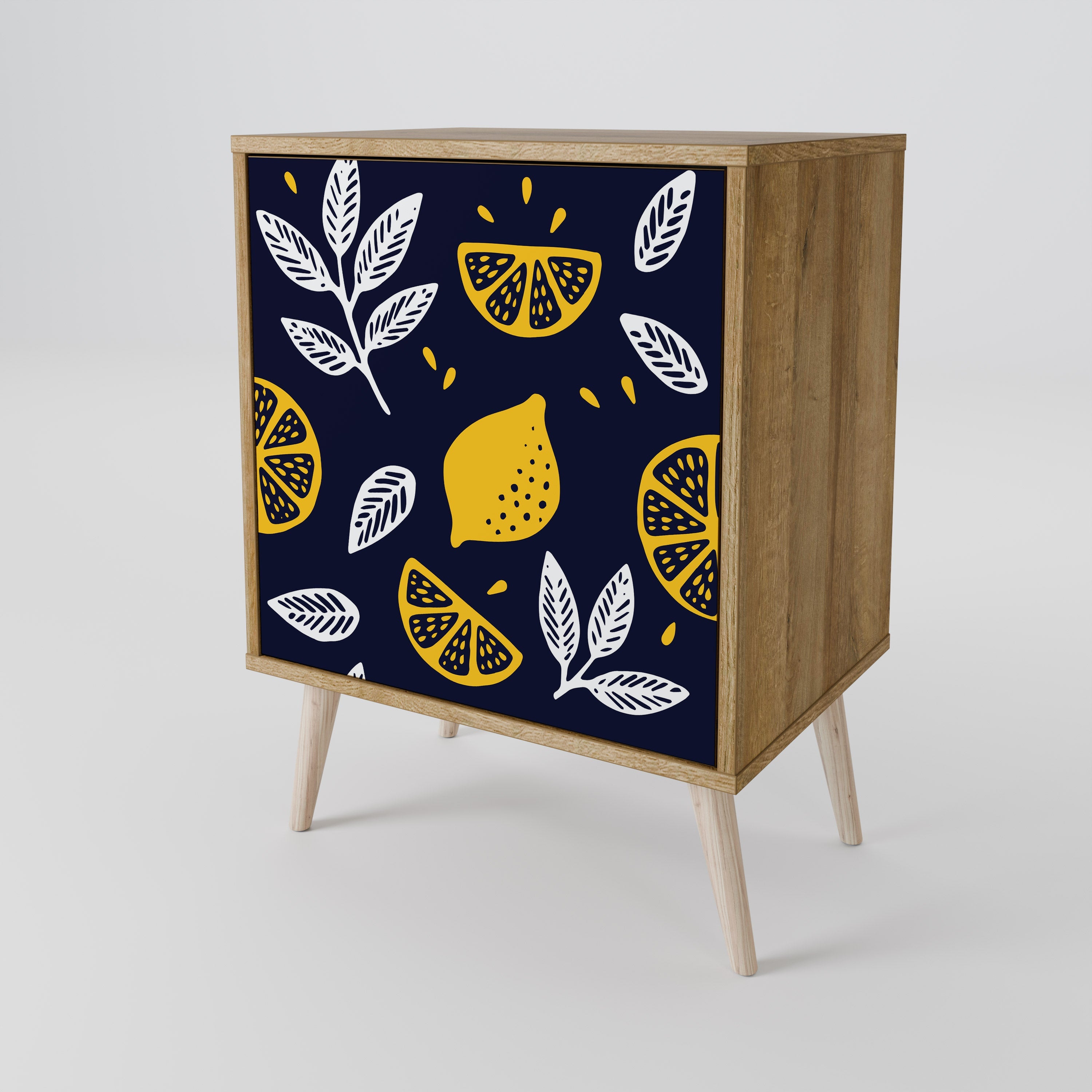 CITRUS BLACK AND WHITE Aparador de 1 Porta em Efeito Carvalho